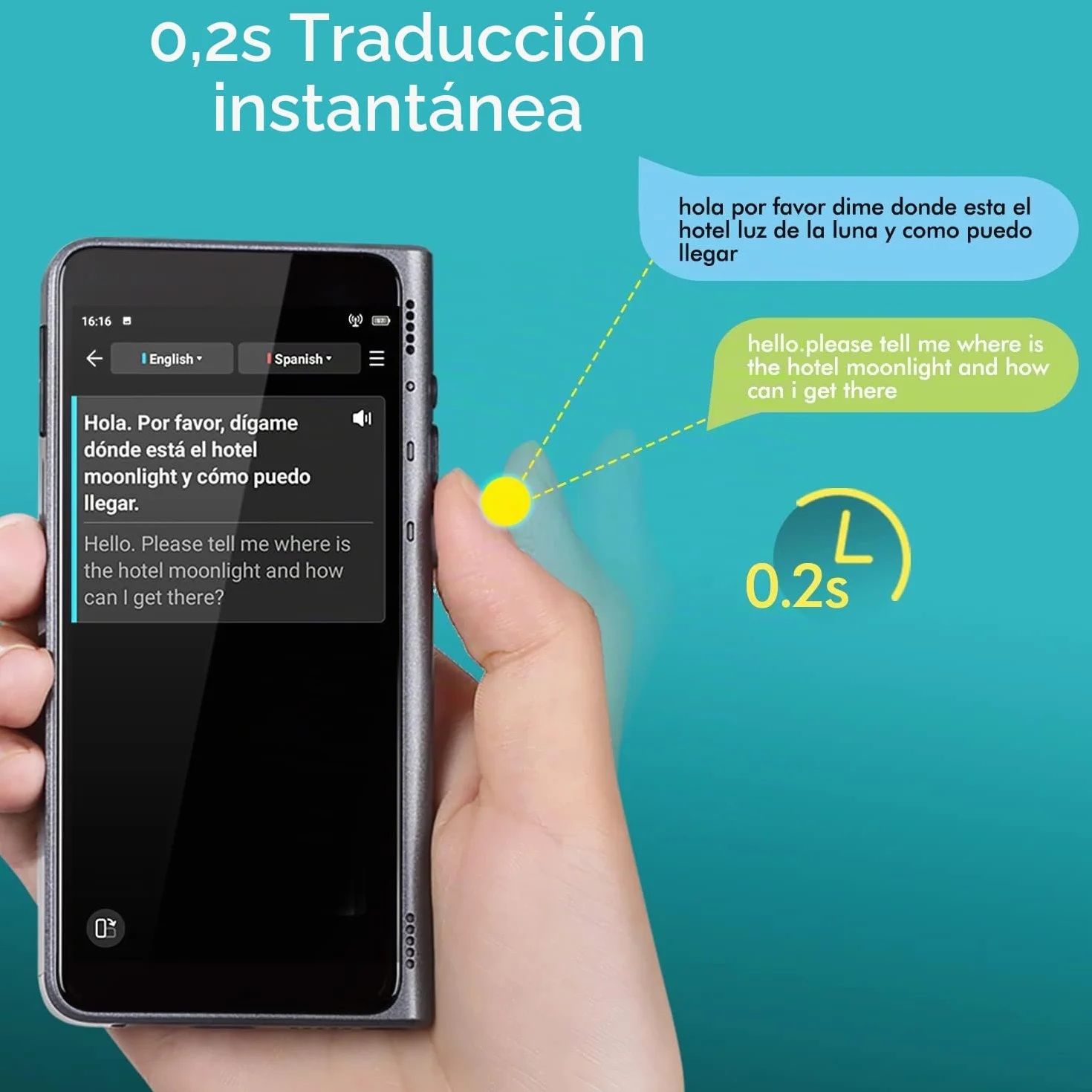 de Timekettle, Traductor de Idiomas T1 con Pantalla HD de 4 Pulgadas, Soporta 40 Idiomas y Traducción de Fotos, Dispositivo Traductor Instantáneo Sin Necesidad de WiFi, Datos Móviles