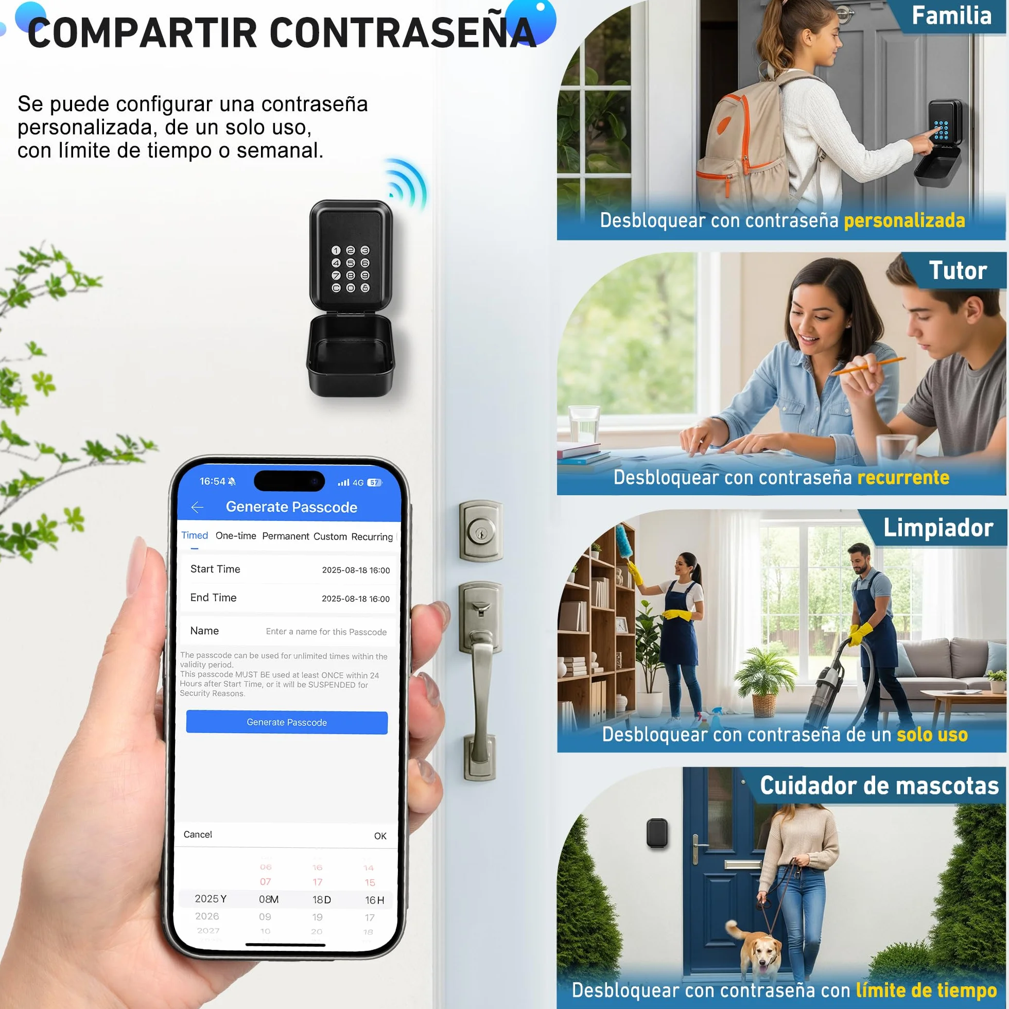 Caja de Seguridad para Llaves - TTlock Smart Lock Box Bluetooth Antirrobo [Impermeable IP65 & Acceso de Gestión Avanzada] Exterior Caja Fuerte Llaves Combinacion Caja Llave Seguridad