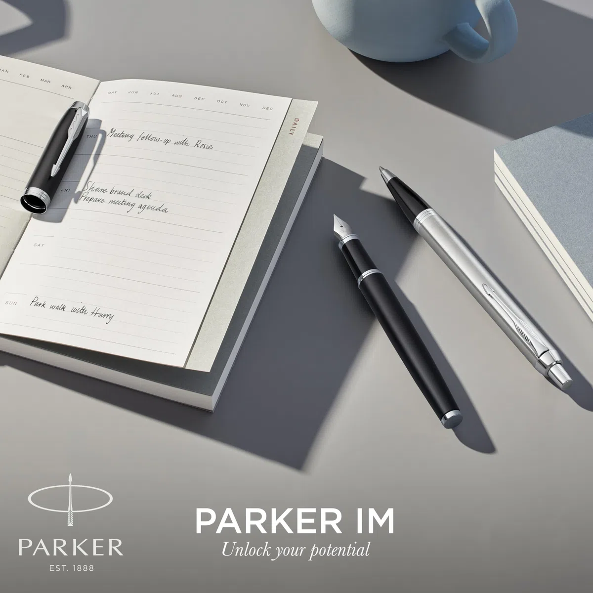 Parker IM Bolígrafo Roller | Punto fino | color azul mate | tinta negra | en estuche de regalo