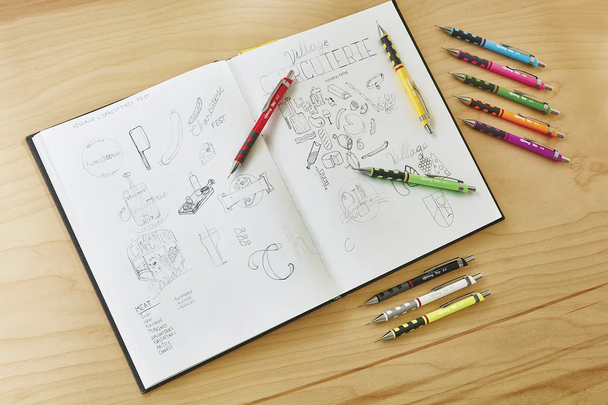 rOtring Tikky - Juego de portaminas, 0,5 mm, incluye minas y goma de borrar, color azul
