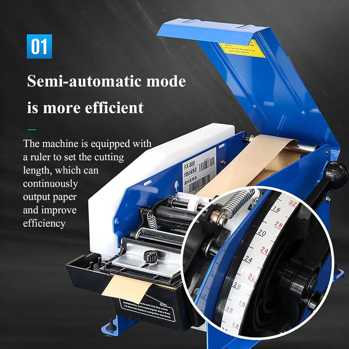 Dispensador de cinta kraft semiautomática, máquina manual de papel de pegamento húmedo, 20-100 mm de ancho, 100-1000 mm de longitud, rollo de 200 mm de diámetro, para el hogar, oficina, tienda de