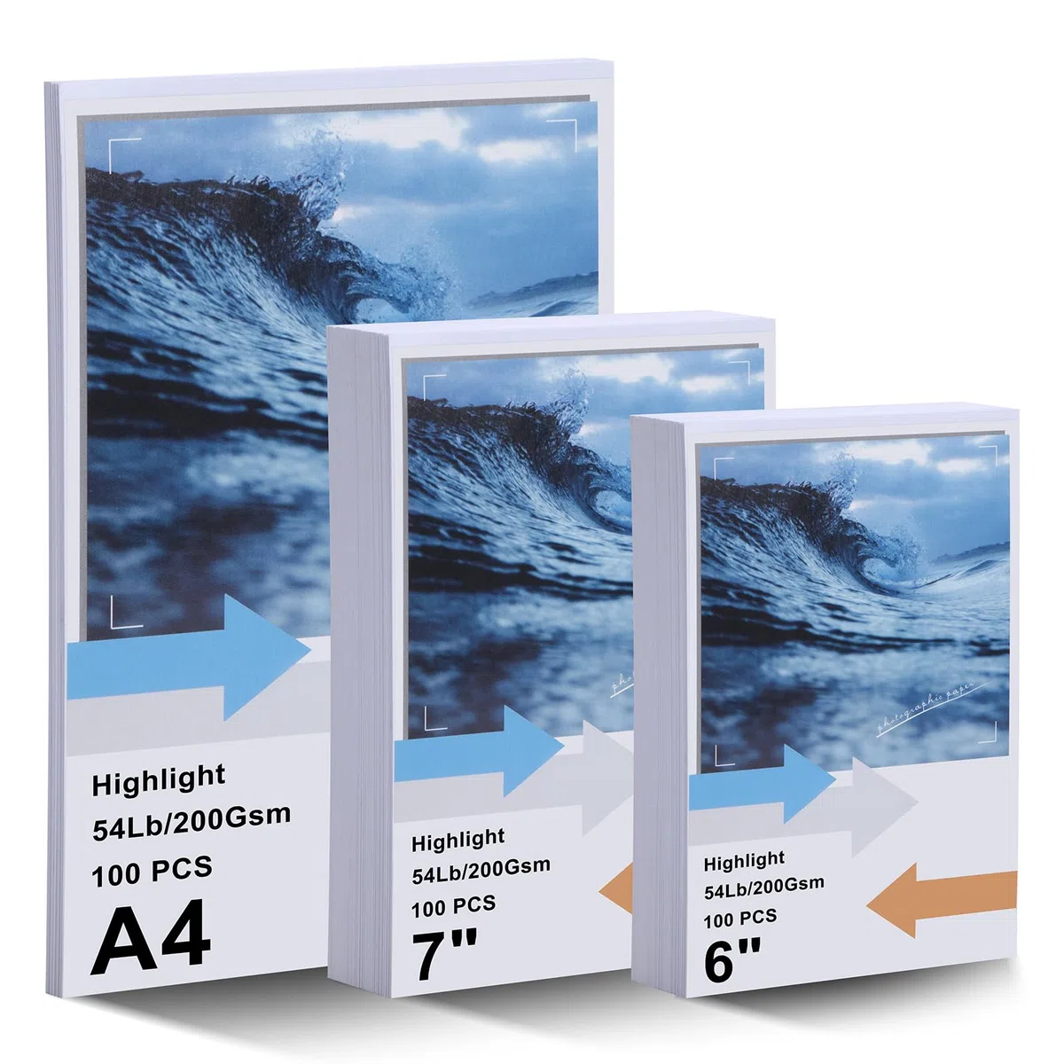Papel Fotográfico Brillante a4 10x15 13x18 200 g/m² 220 Hojas Secado Instantáneo Papel de Impresión para Fotos, Certificados y Obras de Arte