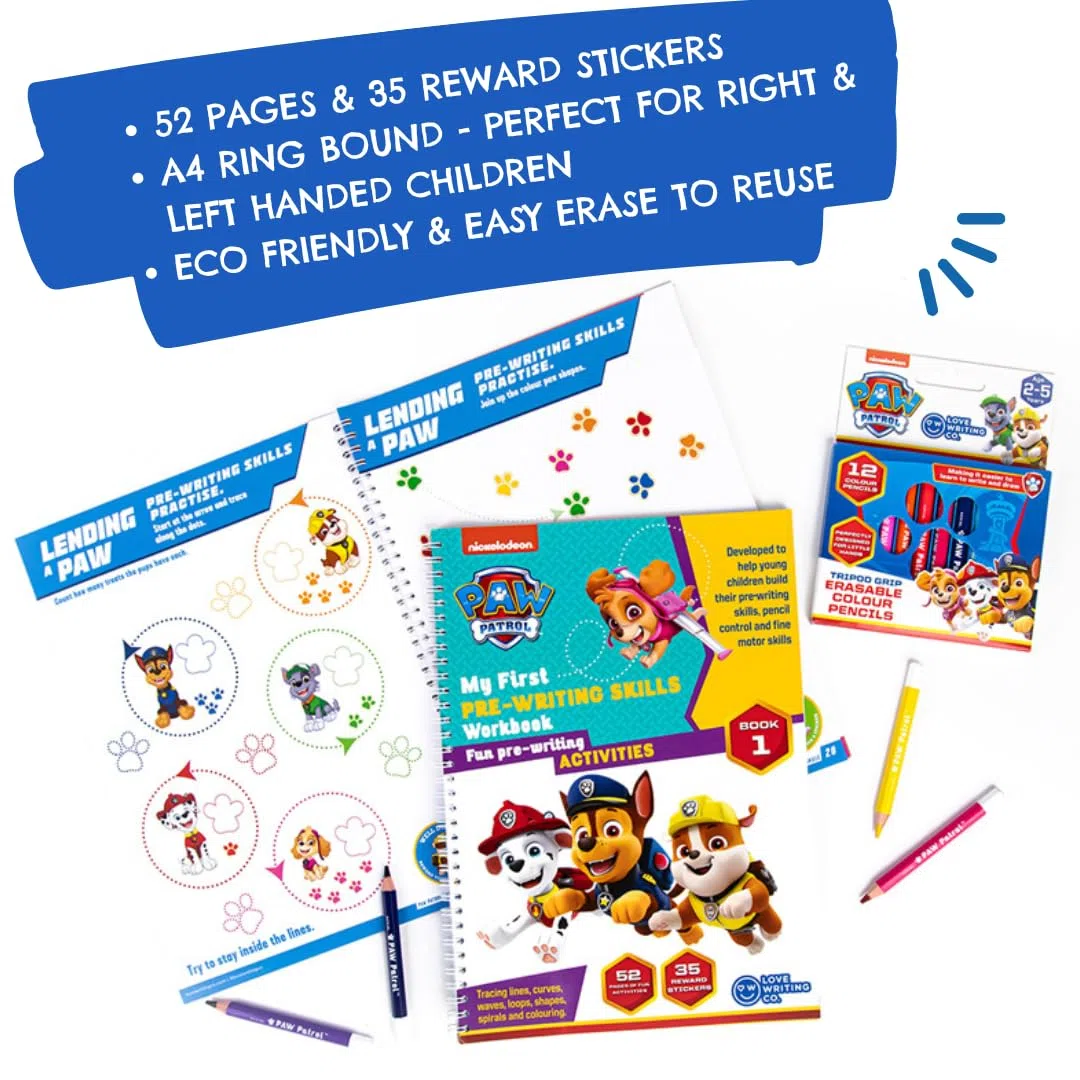 Paw Patrol My First Pre-Writing Skills Libro de actividades | Primeros pasos de escritura a partir de 2 años | Construye control de lápiz | Habilidades de preescritura | [encuadernado en anillo] 52