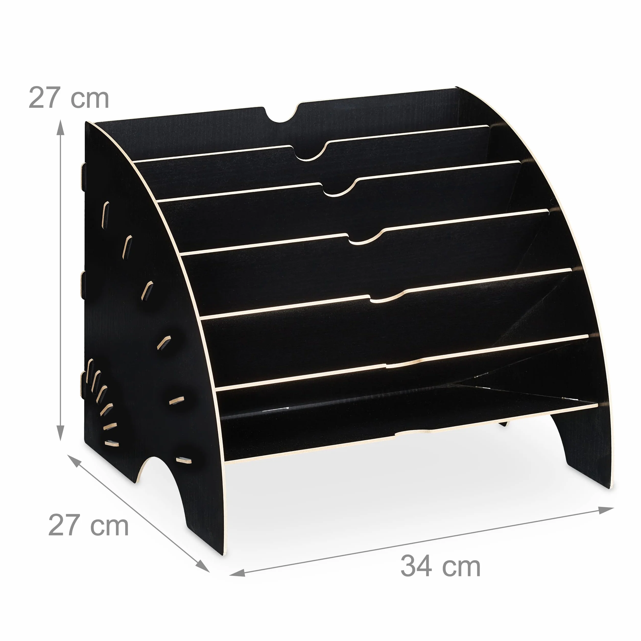 Relaxdays Bandeja Documentos MDF 6 Compartimentos A4 27 x 34 x 27 cm Negro Organizador