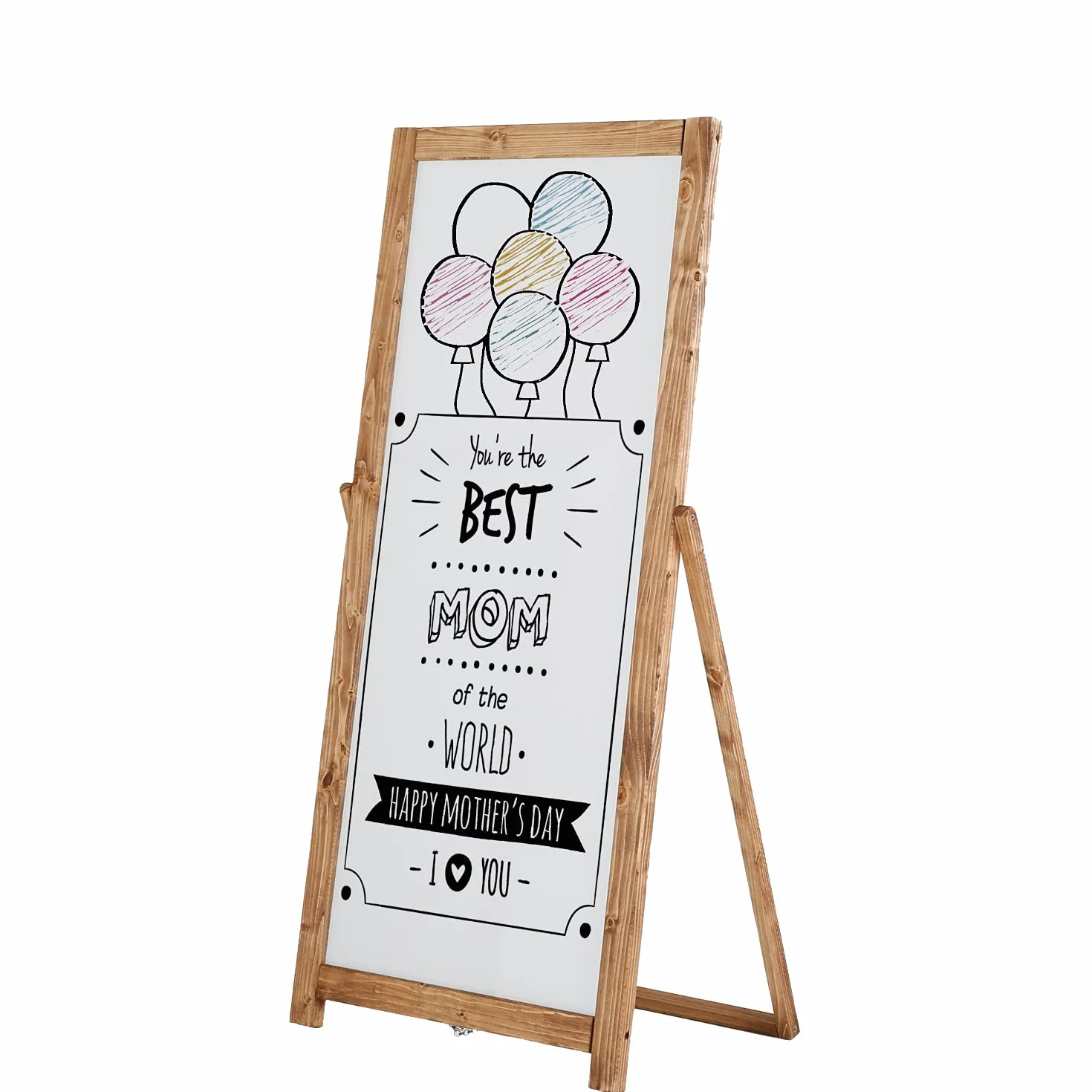 Expositor de madera con pizarra blanca (44 x 102 cm)