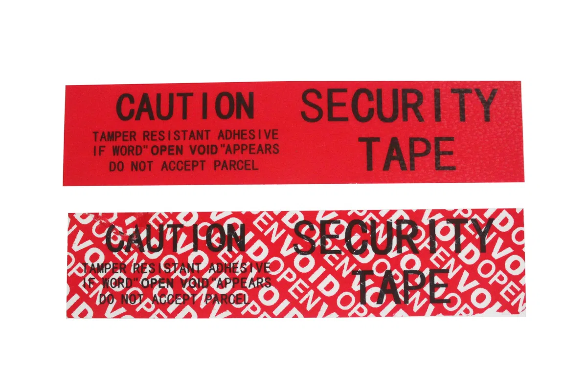 2 Rollo 25mm x 50m Rojo 100% Total Transferencia Tamper Evident Void Cinta y Sellos de Seguridad