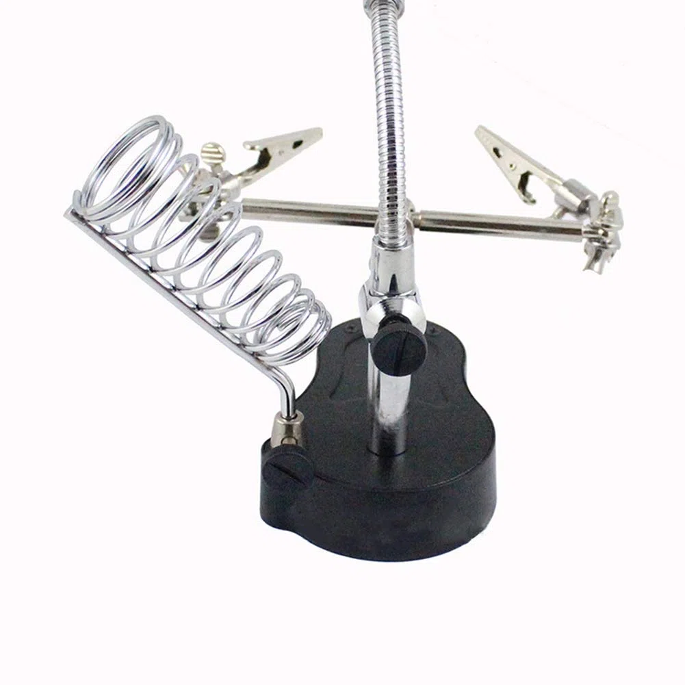 Lupa con luz y abrazadera, lámpara de escritorio con lupa, 3,5 x 12 x, tercera mano auxiliar para soldar, lupas con soporte para cautín y 2 luces LED, brazos de bloqueo ajustables con pinzas de coco