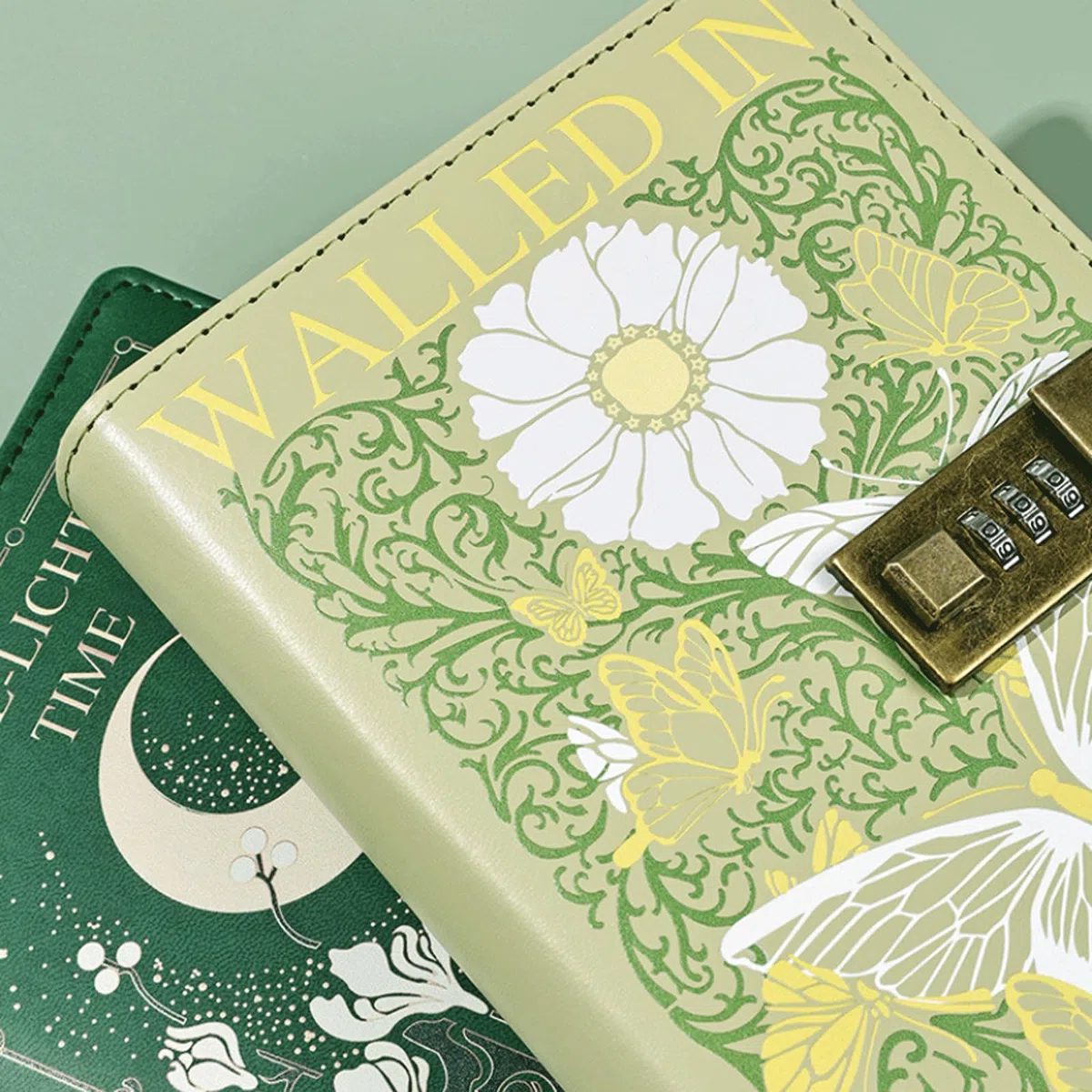 2 cuadernos B6 con cerradura de piel sintética, agenda con contraseña, agenda con cerradura, organizador for hombres y mujeres, 200 x 135 mm