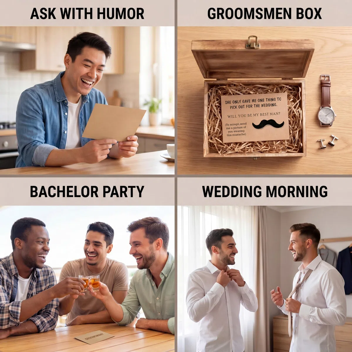 Tarjetas de propuesta de padrinos de boda con bigote, juego de 8 con sobres de 5 x 7 pulgadas, divertidos regalos de propuesta de padrinos de boda para boda