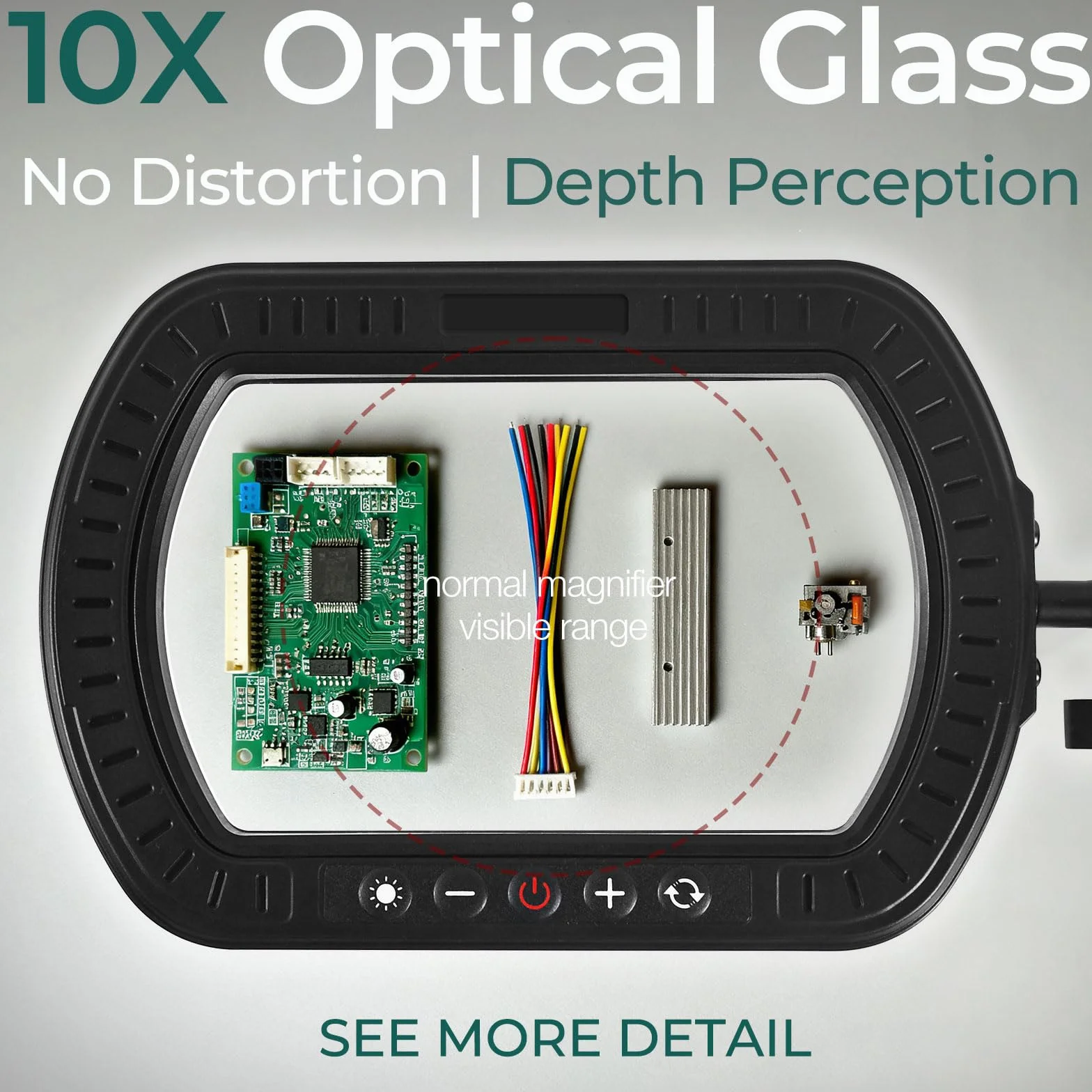 Lupa Rectangular con luz y Soporte – Lente de Vidrio 10X,Vista panorámica, Lupa con luz led para Manualidades,Soldadura, Bricolaje, área de visión más Amplia, Larga Distancia de Trabajo | Visión panorámica, 10 lentes de cristal, electrónica y manualidades