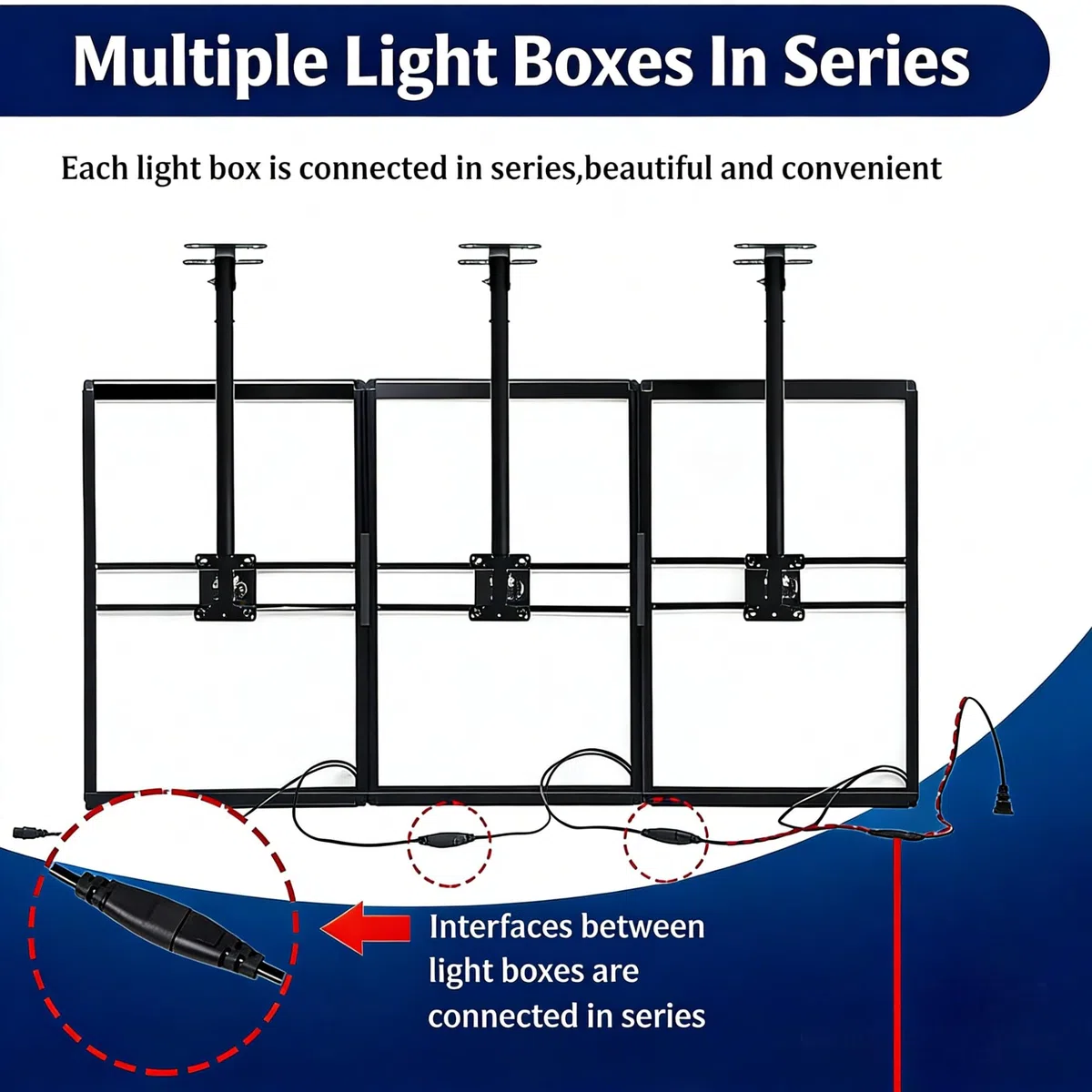 Caja de luz LED montada en la pared con poste telescópico y marco a presión, letrero publicitario para restaurante, cafetería