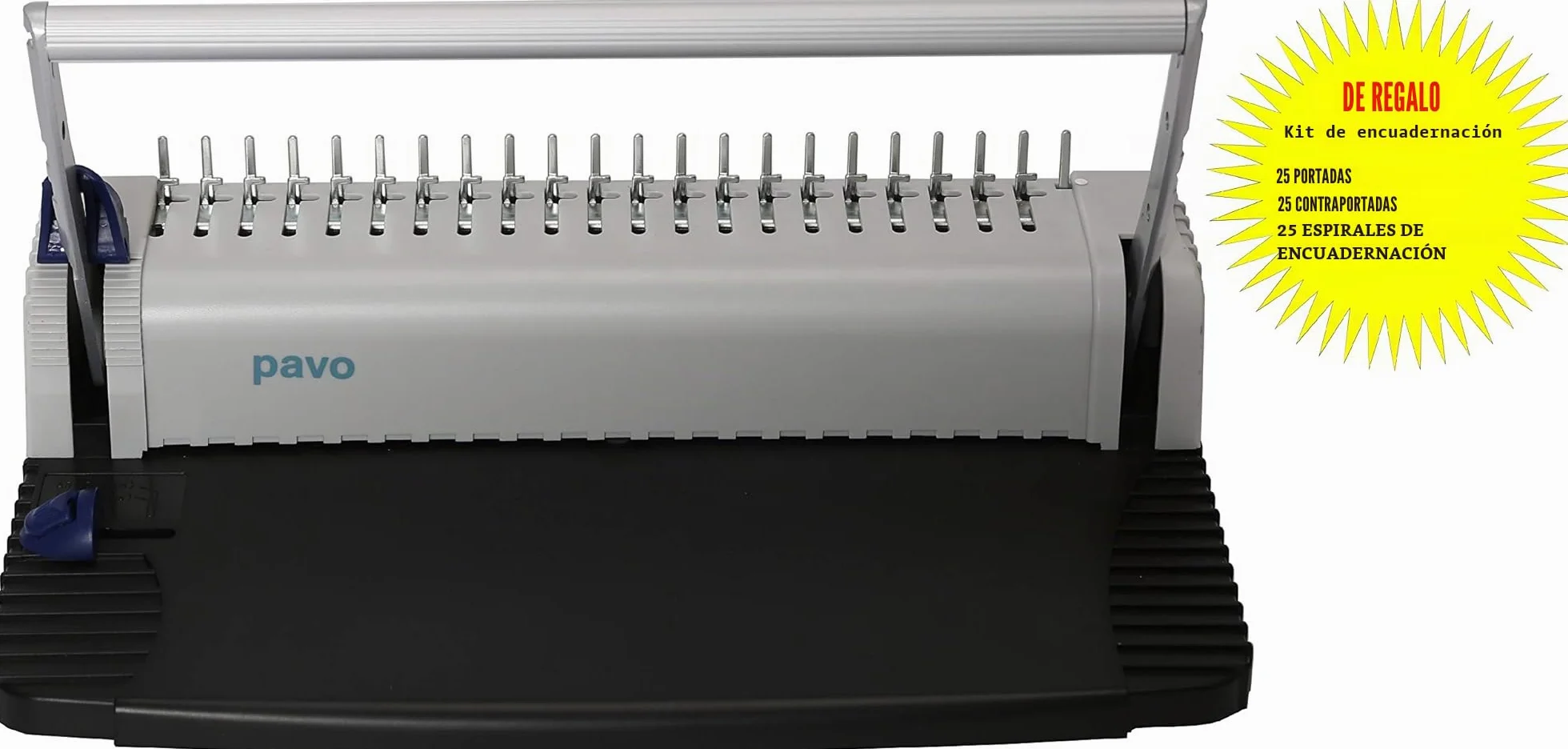 Pavo - Smartmaster 2 Máquina Encuadernadora de Canutillo con Accesorios, Capacidad 150 Hojas, Perforación 8 Hojas, Incluye Cubiertas y Canutillos, Gris/Negro - 8030903