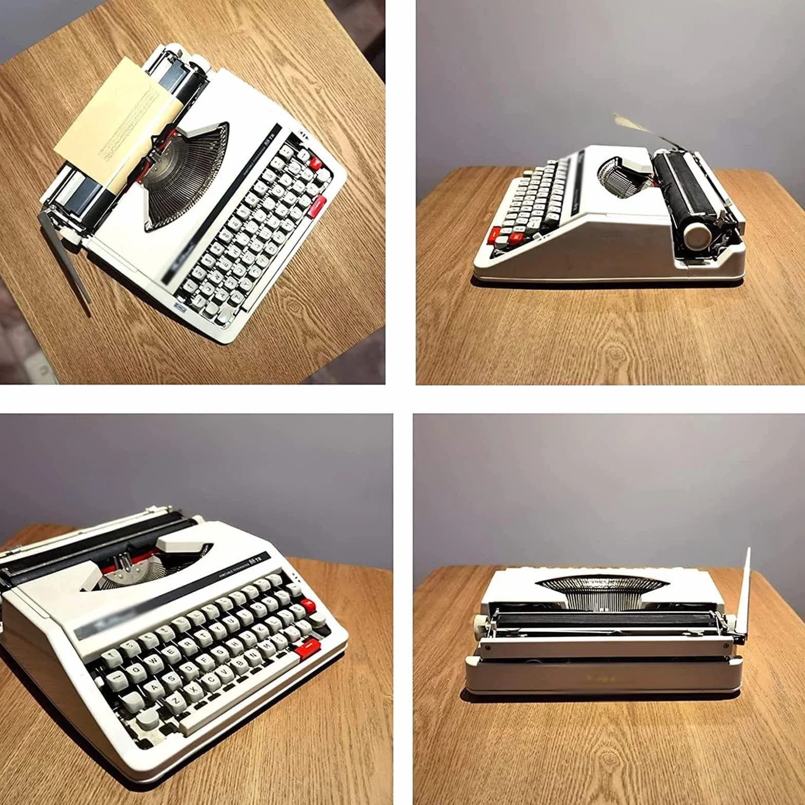 MáQuina De Escribir,PortáTil MáQuina De Escribir Vintage,Retro Inglesa MecáNica Regalo Literario,La ExhibicióN De La ColeccióN Puede Escribir,Instrumento De Escritura 30 * 30 * 10Cm,White
