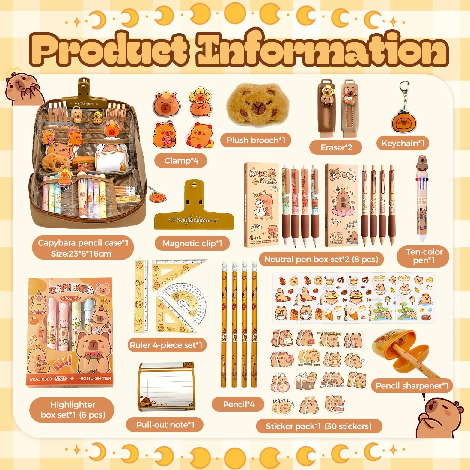 71 Piezas Kit De Capybara, Estuche Capibara, Capybara Estuches, Papelería Capibara, Regalo Para Niños Y Estudiantes Capybarapen Regalo Pegatinas Papeleria Para Escuela Oficina