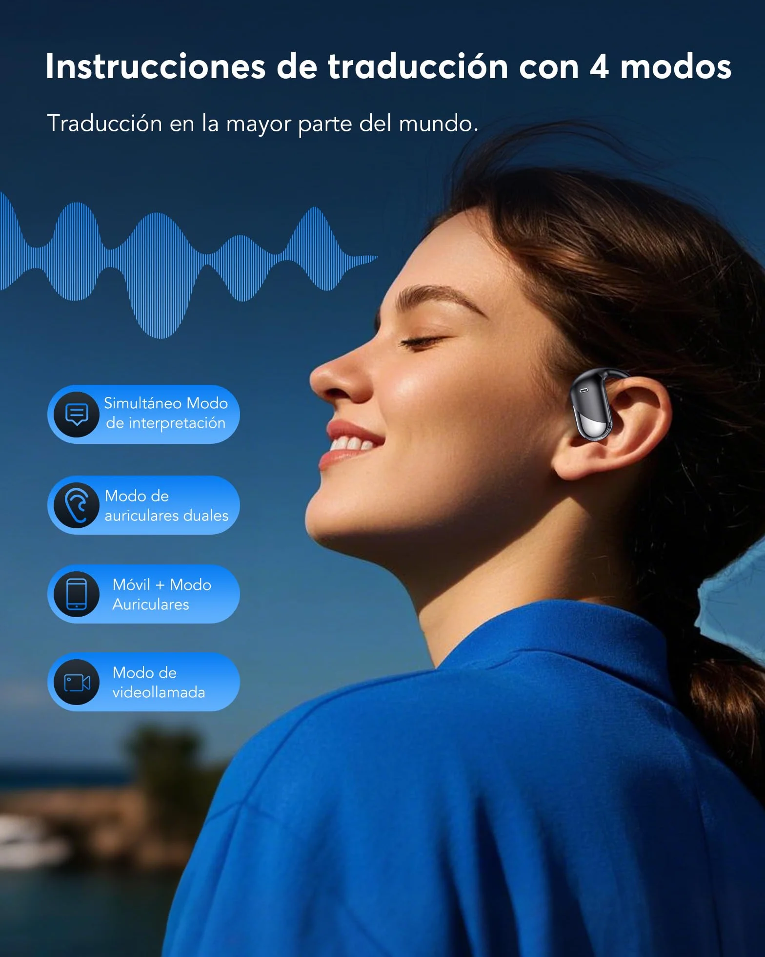 Paekole Auriculares Traductor en Tiempo Real con IA, Traductor Instantáneo de Voz 198 Idiomas, Auriculares Traductores Inalámbricos Abiertos 3 en 1, Bluetooth 6.1, 60H Batería para Reuniones y Viajes