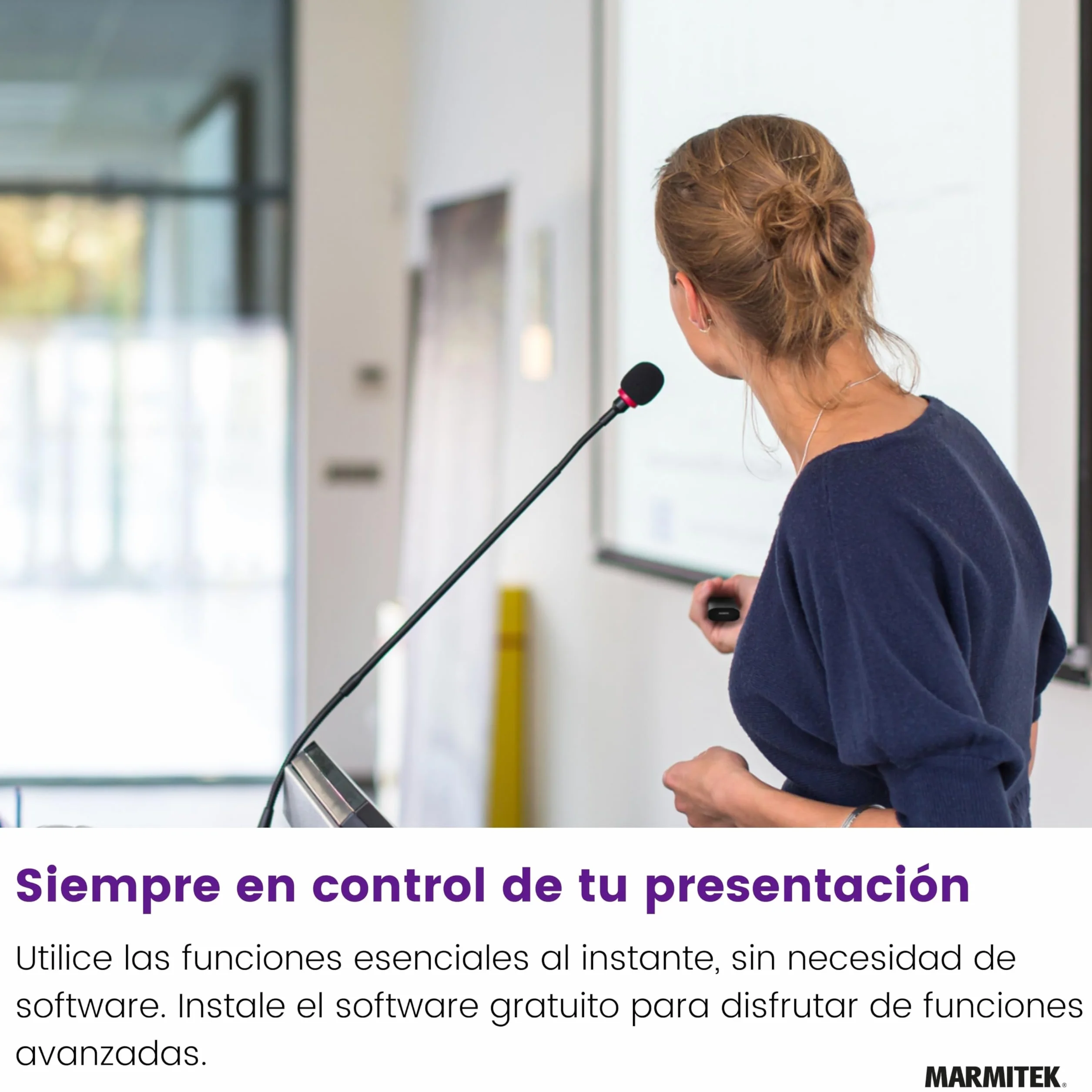 Controlador de presentaciones Marmitek WPR 400 – Puntero digital y Air Mouse – Función zoom y marcado – Receptor USB-C y USB-A – Presentación inalámbrica – Wireless Presenter – Clicker PowerPoint