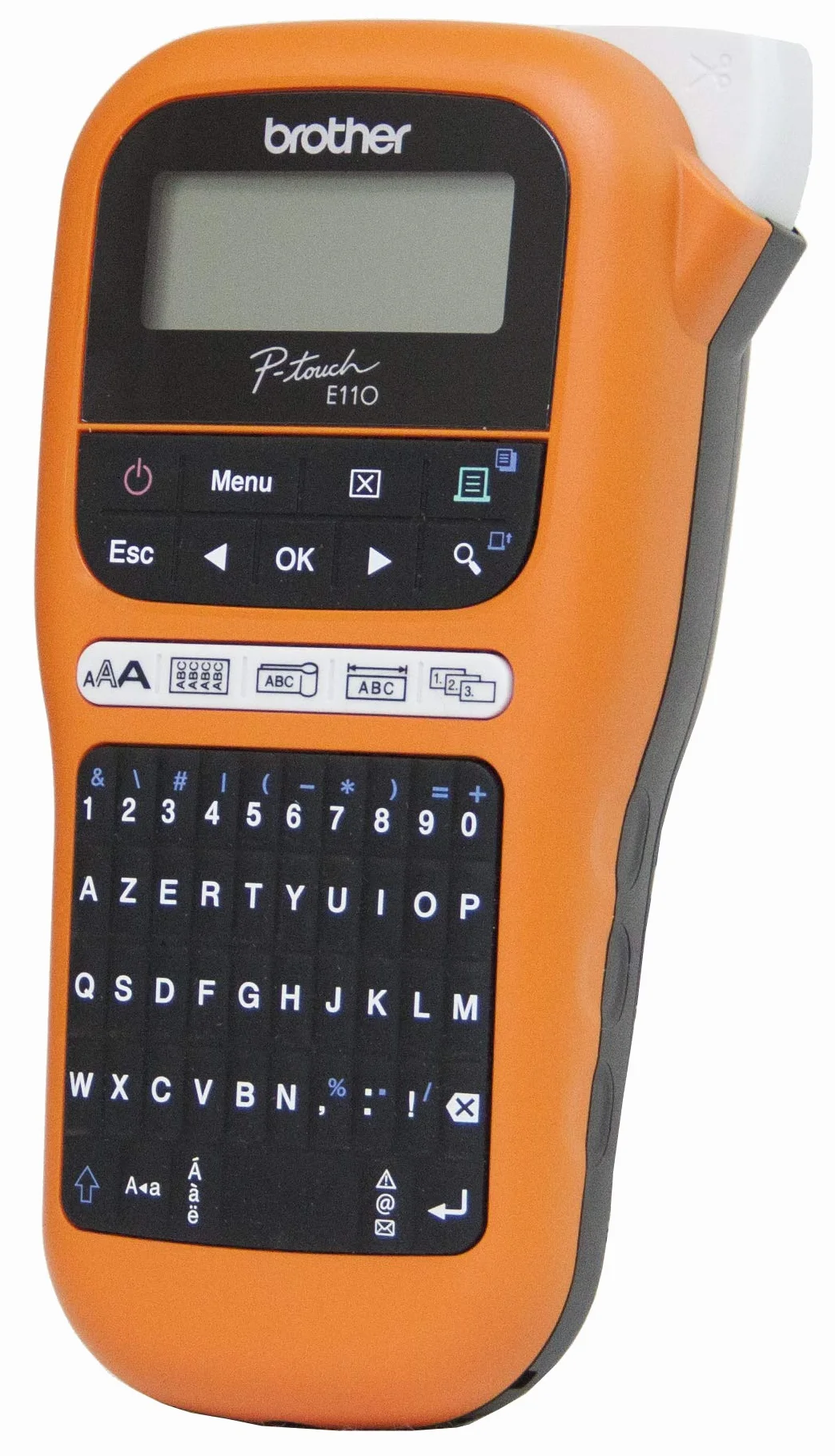 Brother PT-E110 | Etiquetadora Industrial Profesional | Viene con 1 Cinta Tze-FX221 Negro/Blanco de 9 mm