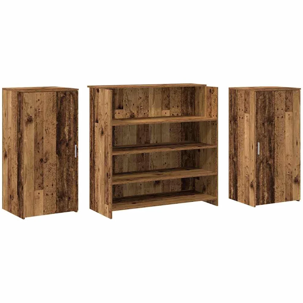 vidaXL Mostrador Recepción Madera Vieja 200x50x103.5 cm
