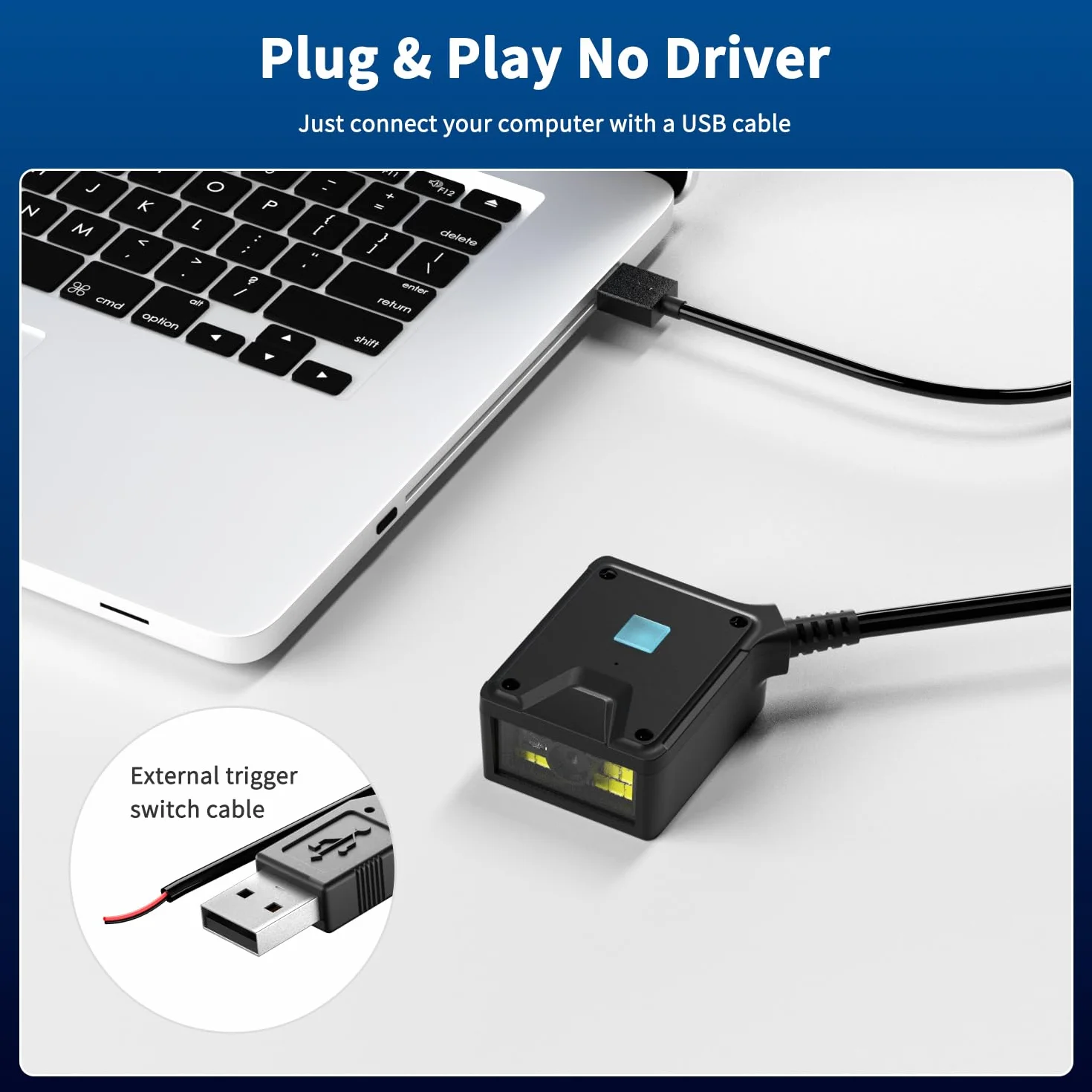 NetumScan - Escáner de códigos de barras 2D con soporte fijo Lector de códigos 1D/2D/QR de grado industrial con detección automática de inducción. Conector USB Adecuado para terminales de autoservicio