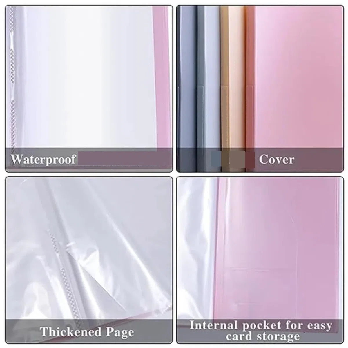 Carpeta de 4 Uds con fundas plástico, carpeta portafolios arte resistente 8,5x11 y 20 bolsillos protectores hojas transparentes, muestra 40 páginas presentes para Oficina,Colección