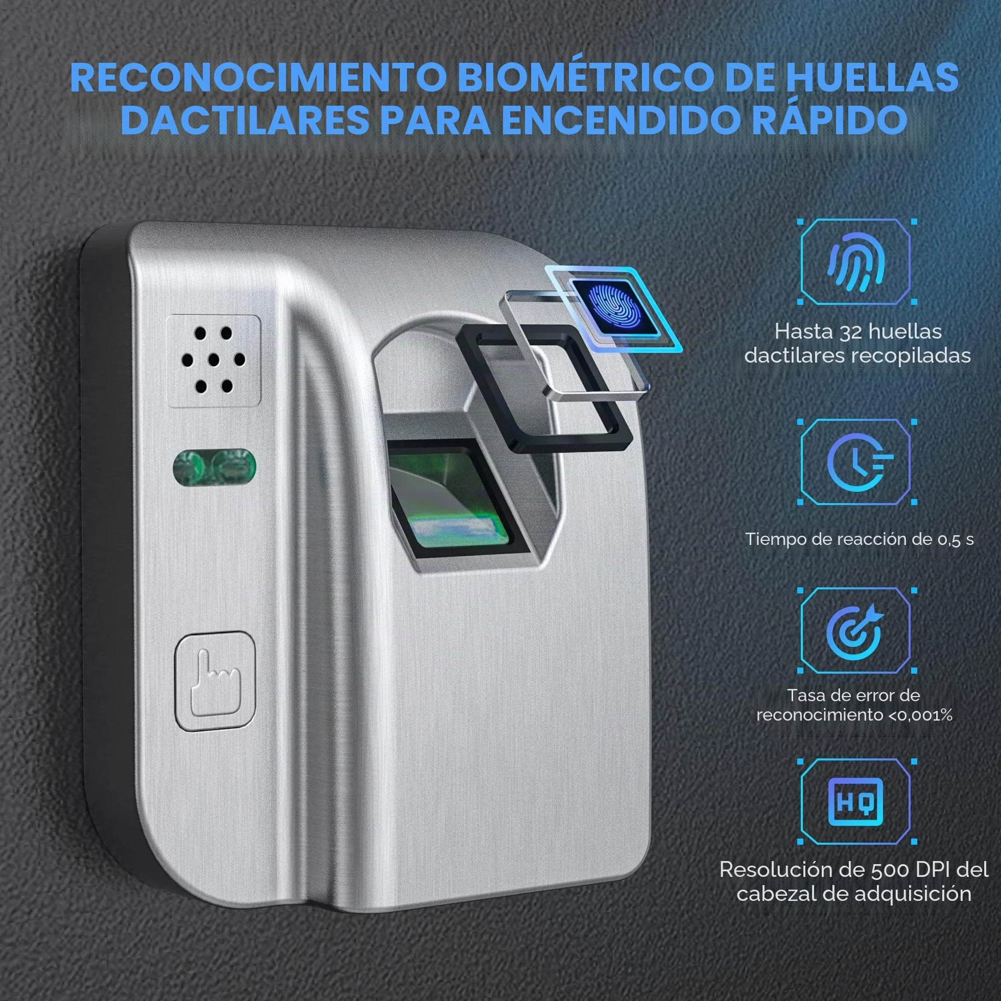 Caja Fuerte Biométrica 25L WASJOYE con Huellas Dactilares y Llaves para Hogar