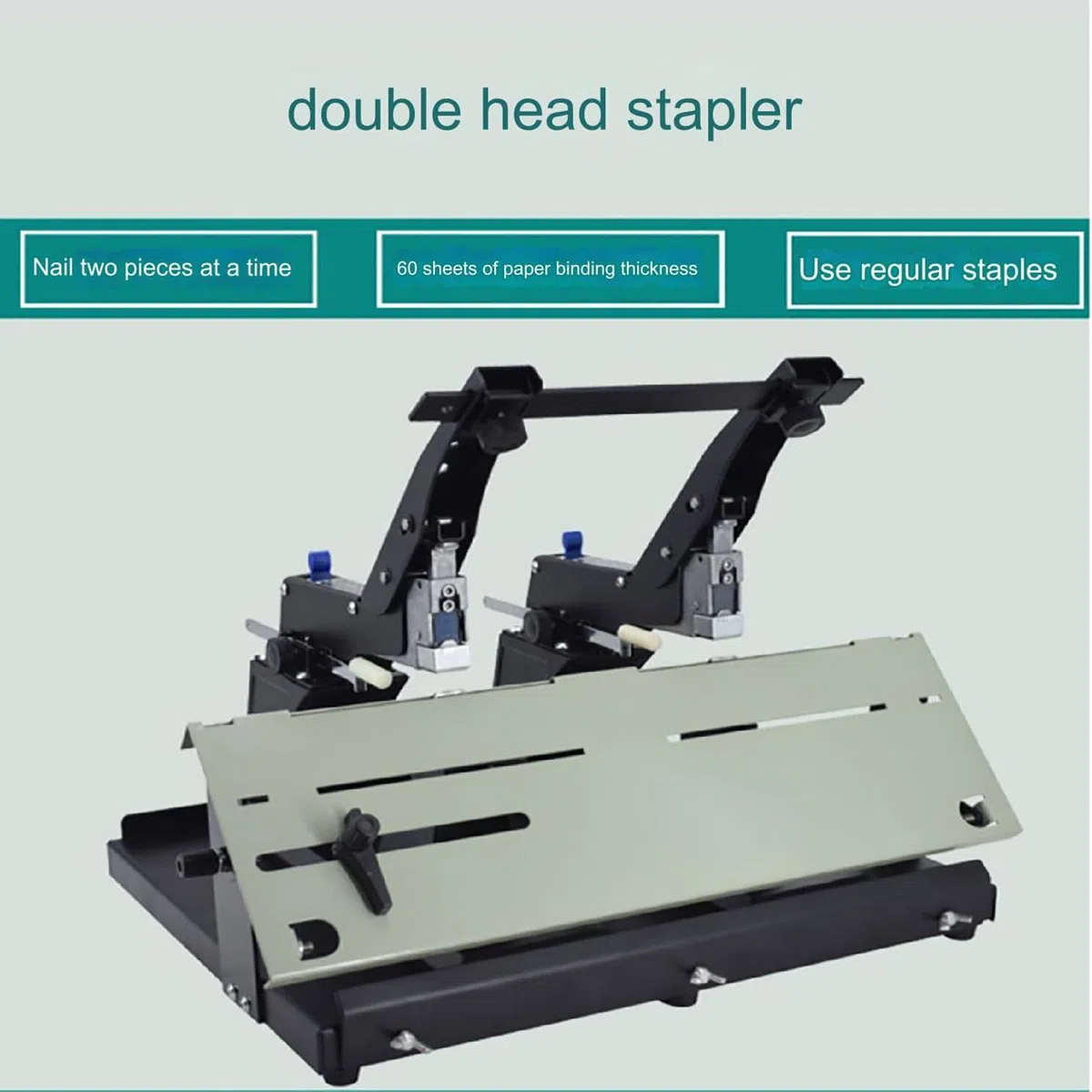 Grapadora de Doble Cabezal, Grapadora de Escritorio A3/A4, con Abrazadera, Grosor de encuadernación 40 Hojas, Grapadora Manual Plana, máquina Grapadora de Doble propósito, Grapadora/creadora de foll