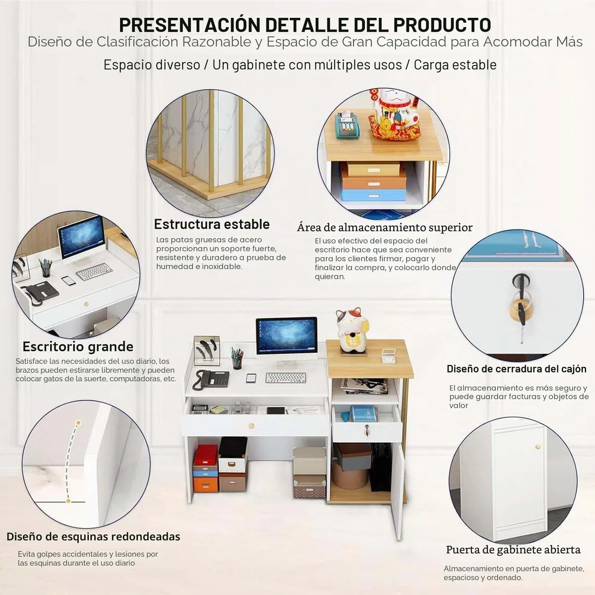Mostrador Recepcion, Mostradores para Tiendas Mostradores Recepcion Mostrador Tienda Recepciones Peluqueria Mostrador Recepcion PequeñO Bianco 100cm