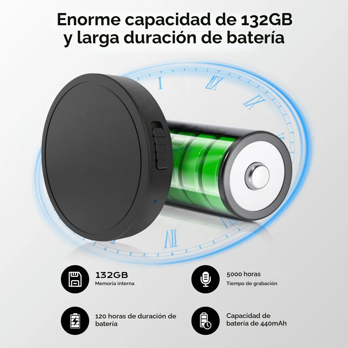 Grabadora activada por voz de 132 G (9800 horas) - Grabadora de voz Elasound con reducción de ruido triple inteligente de IA, grabadora de audio portátil para trabajo, conferencias,