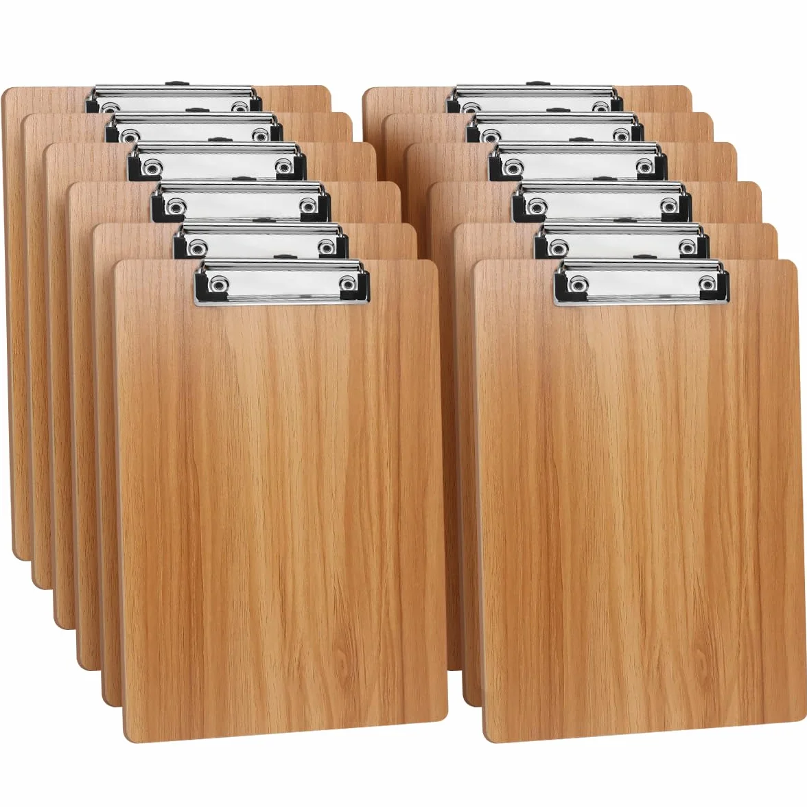 A4 Portapapeles en Madera con Pinza, Clipboards con Agujero Colgante, Tablero de Escritura - Paquete de 12