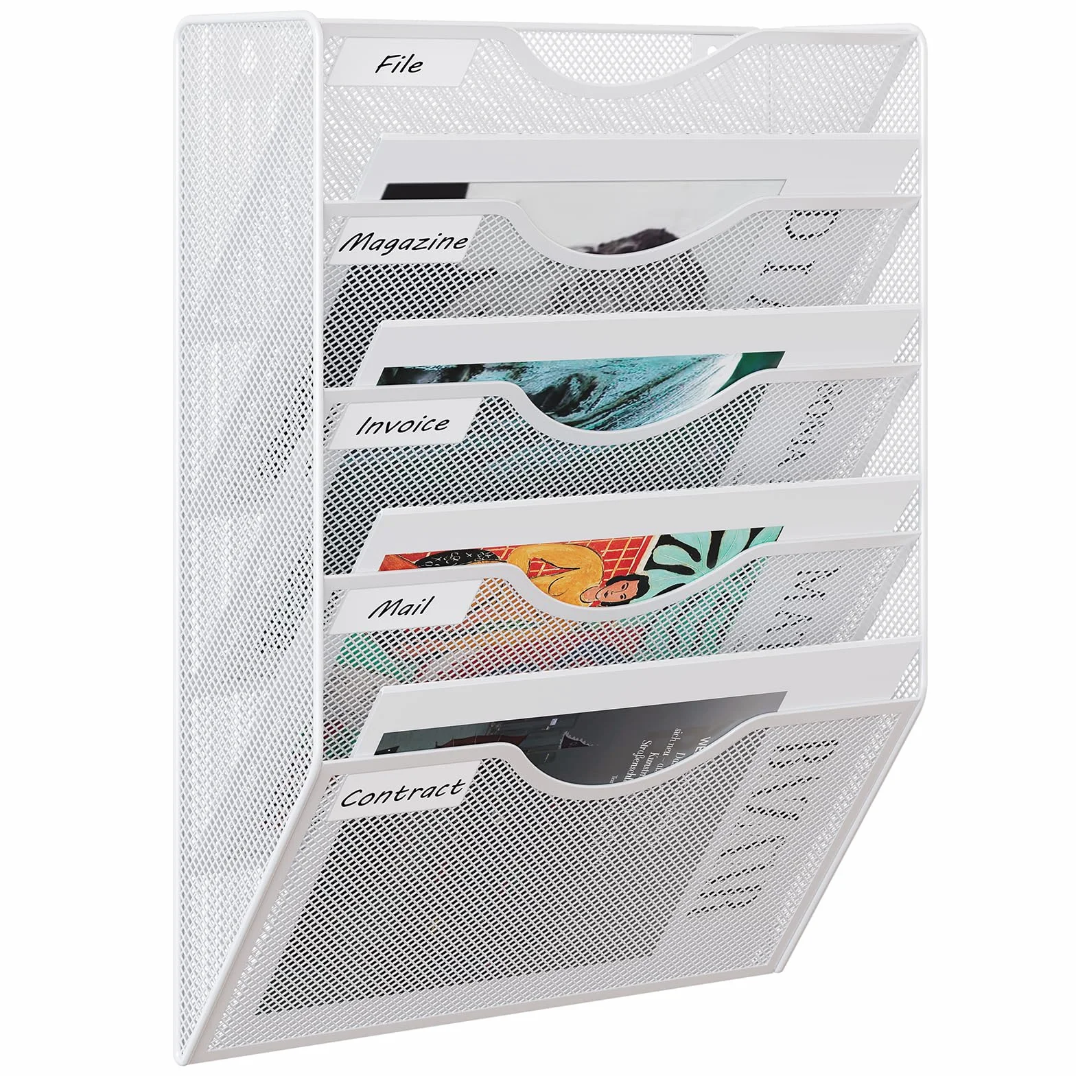 EasyPAG Metal A4 Soporte Revistas Pared Oficina Archivador Organizador Documentos Correo Almacenamiento Revistero Blanco