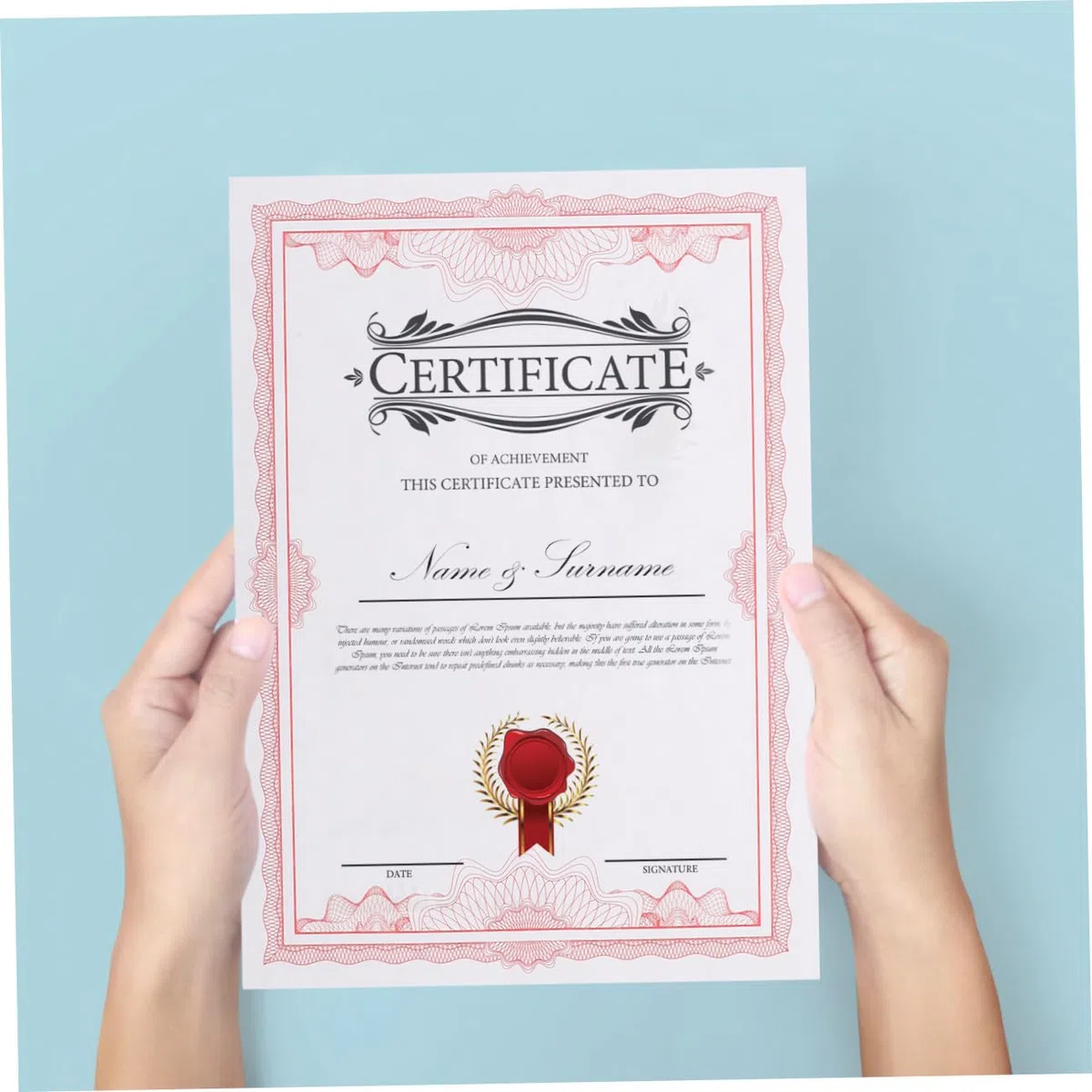 50 Hojas de Papel Rojo Imprimible para Certificados de Reconocimiento y Agradecimiento, Material Suave de 150g Adecuado para Uso en Oficina y Aula Escolar