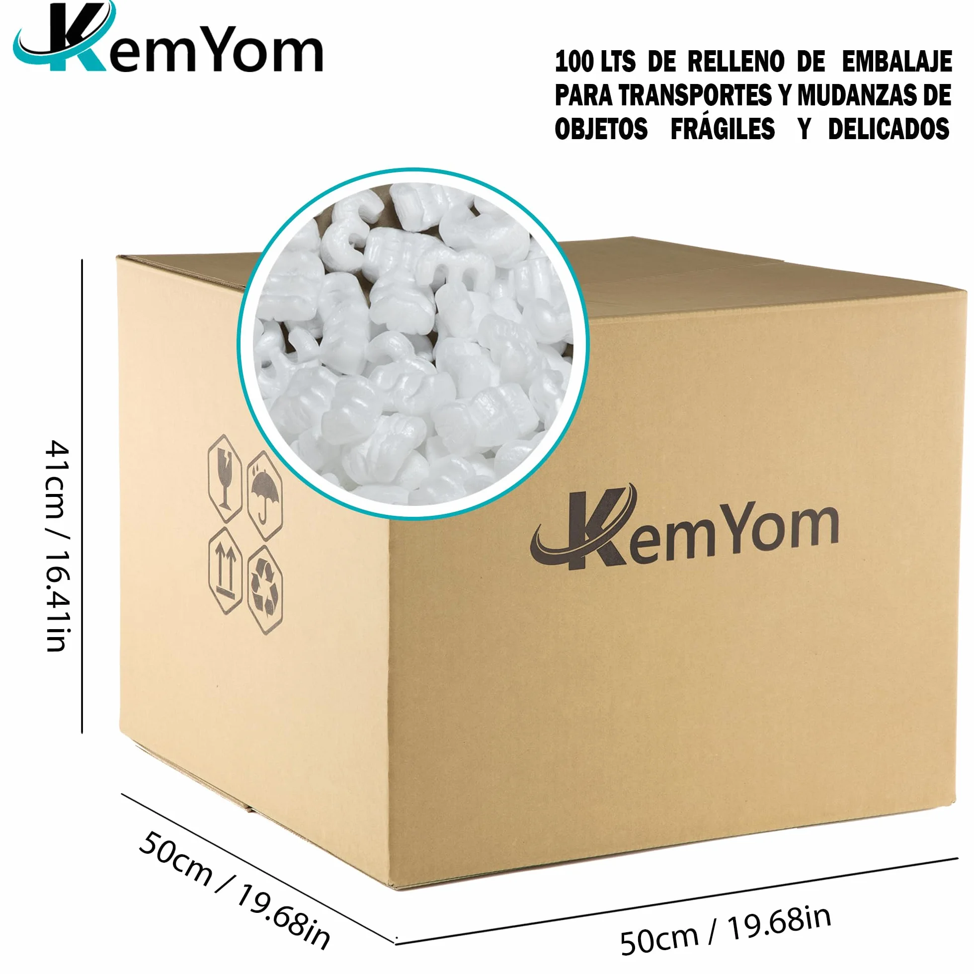 Material de Relleno para Cajas de Embalajes y Mudanzas - Poliestireno Expandido para Protección en Envíos y traslados, Bloquea el producto en su lugar - Fichas tipo W (0,1m3 = 100LITROS)
