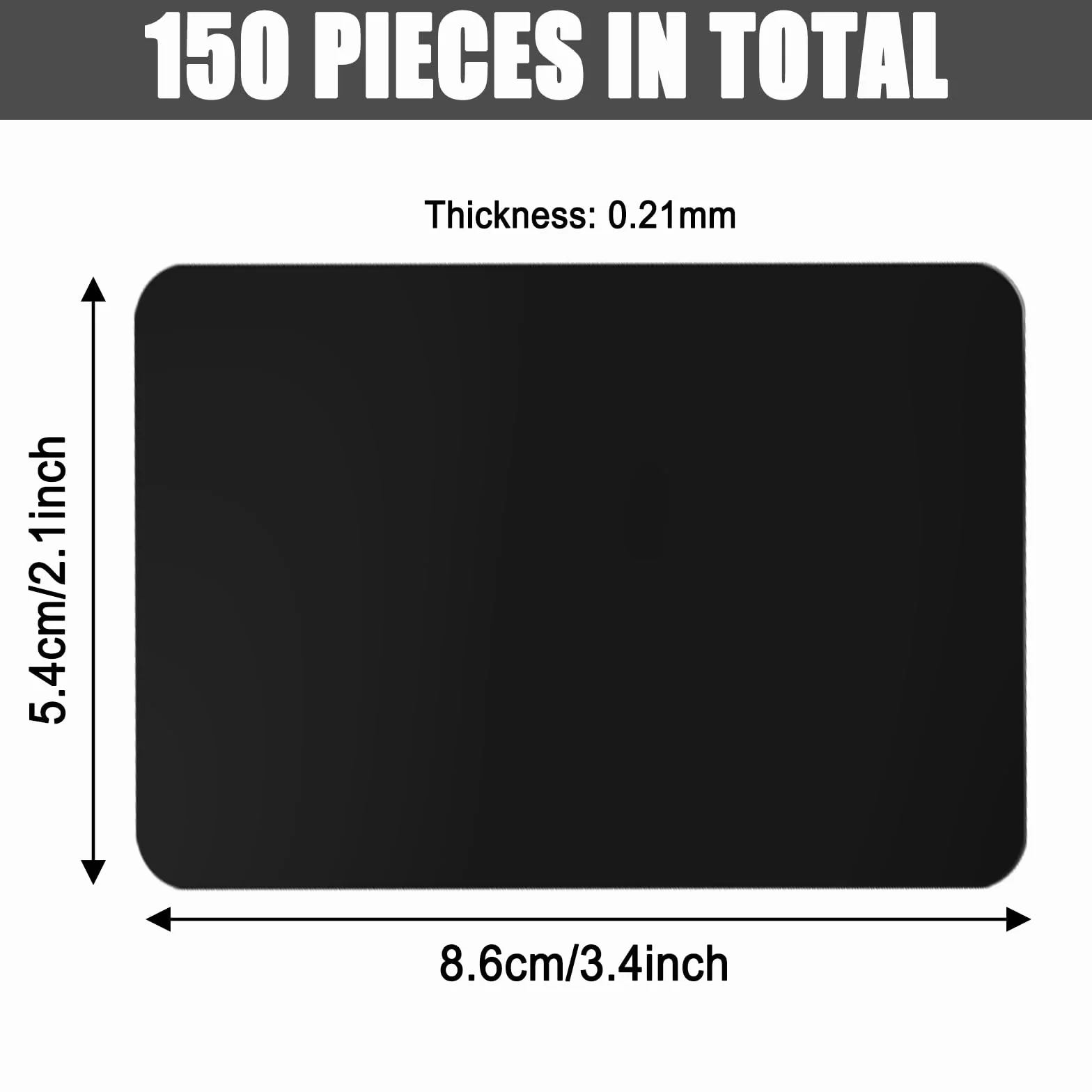 150 piezas de tarjetas de visita metálicas, 86x54x0,21mm en bruto, tarjetas de visita grabadas, tarjetas metálicas, tarjetas de visita de aluminio, aluminio resistente al agua, adecuadas para oficina