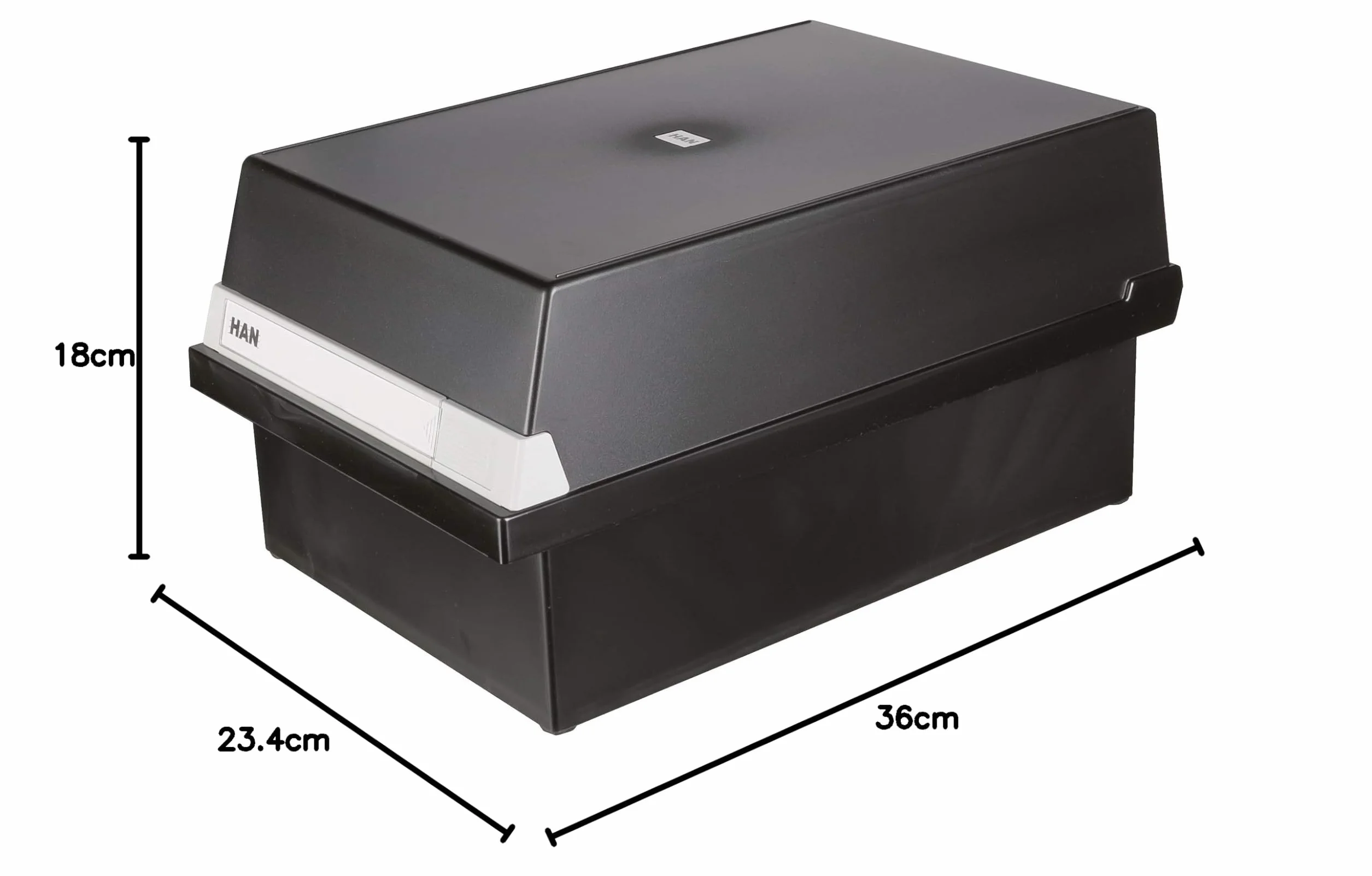 Han 955 Fichero para tarjetas A5 1300 tarjetas poliestireno negro 235x190x360 mm