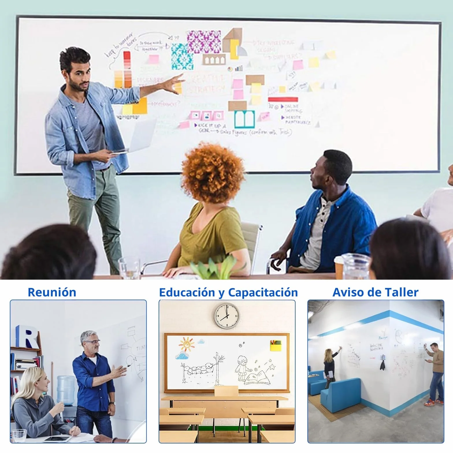 JOMUSAGA Rollo de Pizarra Blanca Magnética 120x90 cm Papel Pizarra Adhesiva para Pared con Rotuladores Borrador Imanes