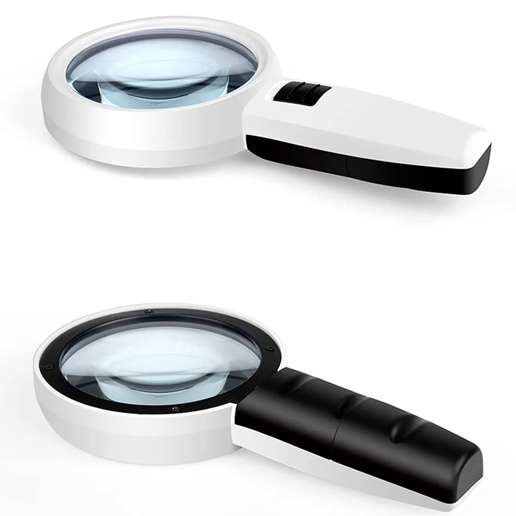 CanEve Lupa de Mano 30X con 3 Luces LED, Lupa iluminada, Lupa de Lectura for degeneración Macular, Lectura de Personas Mayores, Soldadura, inspección, Blanco co Lupa