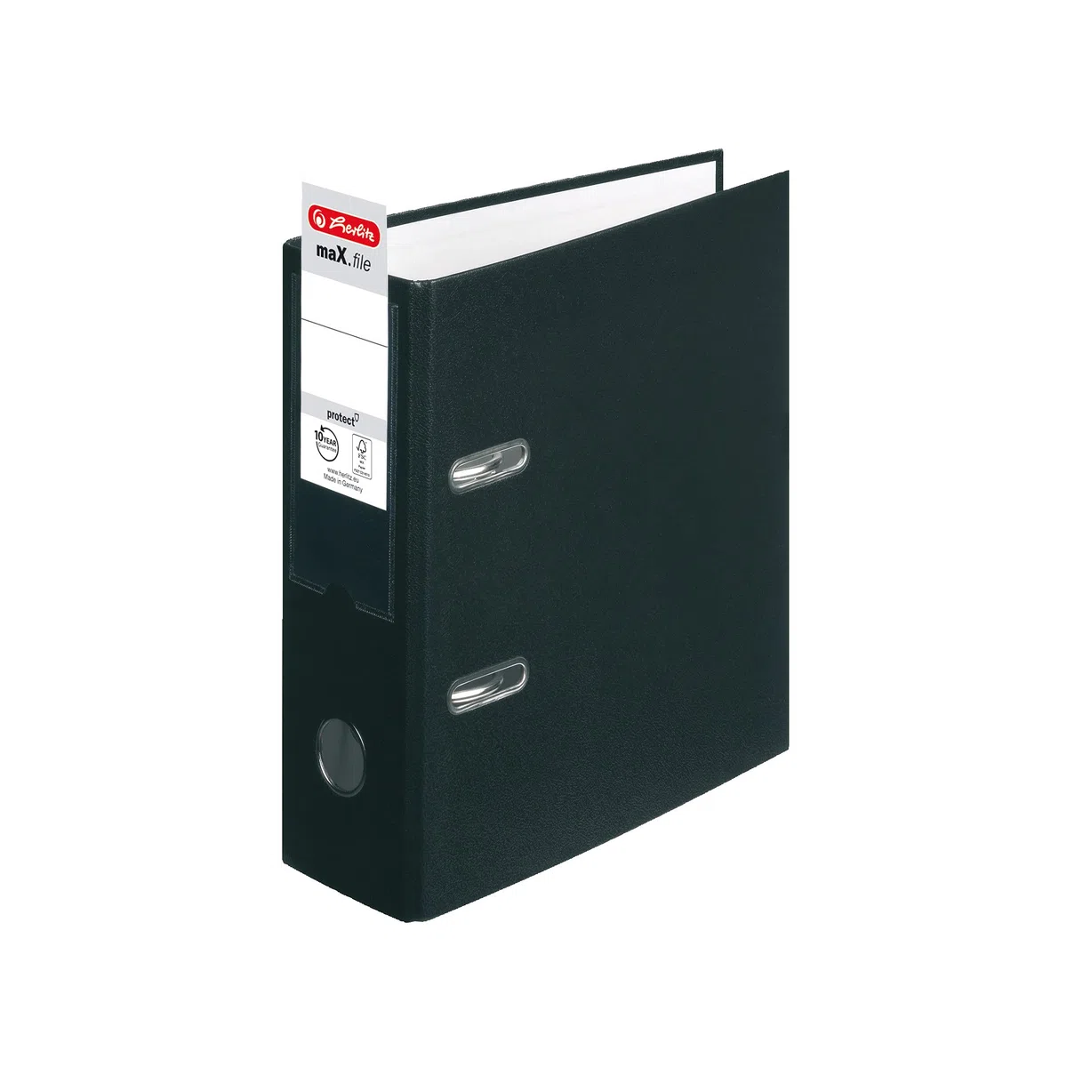 herlitz 10842300 maX.file protect - Archivador (A5, 8 cm, revestimiento de polipropileno, 10 unidades), color negro