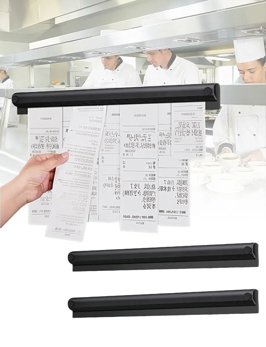 Soporte de pared para recibos, Agarrador de pedidos restaurante aluminio, paquete 3 tamaños múltiples(40cm/15.7in) | 40 cm