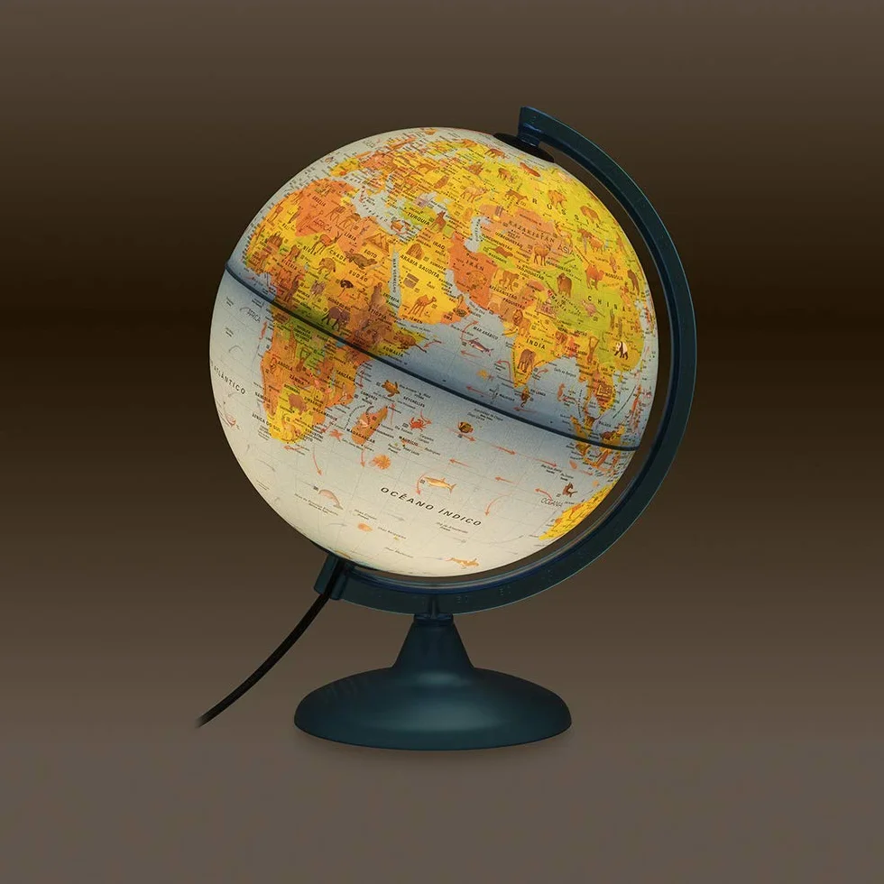 Tecnodidattica Globo Terráqueo Safari Iluminado Giratorio 25 cm Español