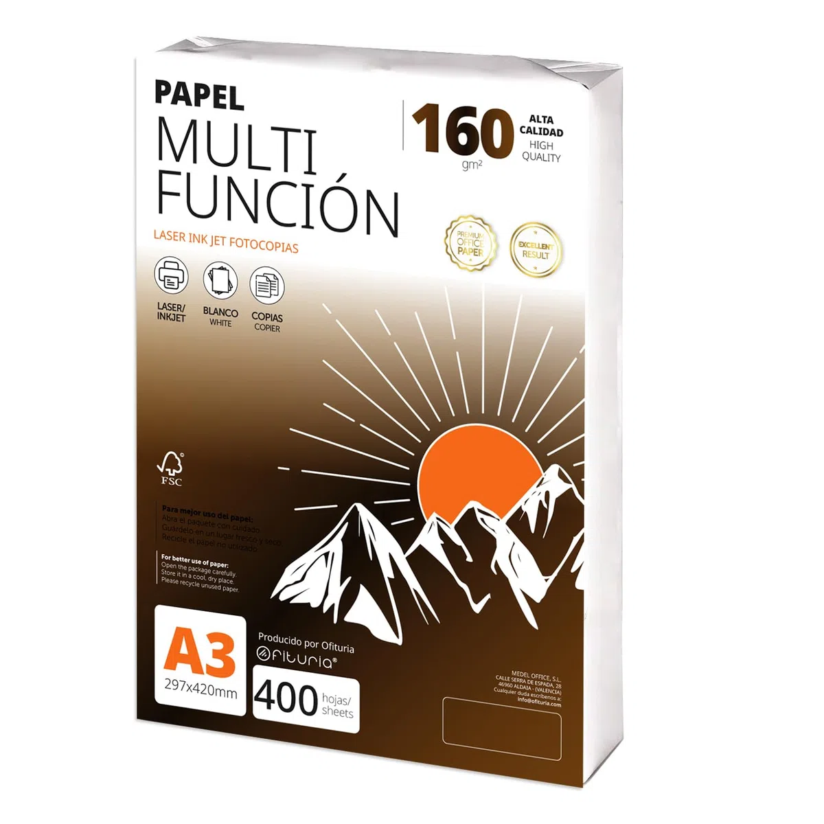 Folios A3 160gr 400 hojas, Papel Multiusos para Impresora, Folios para Proyectos, Ilustración, Lettering, Proyectos Creativos Profesionales, Papel A3 Oficina, Material Escolar - Ofituria (160gr, 400h)