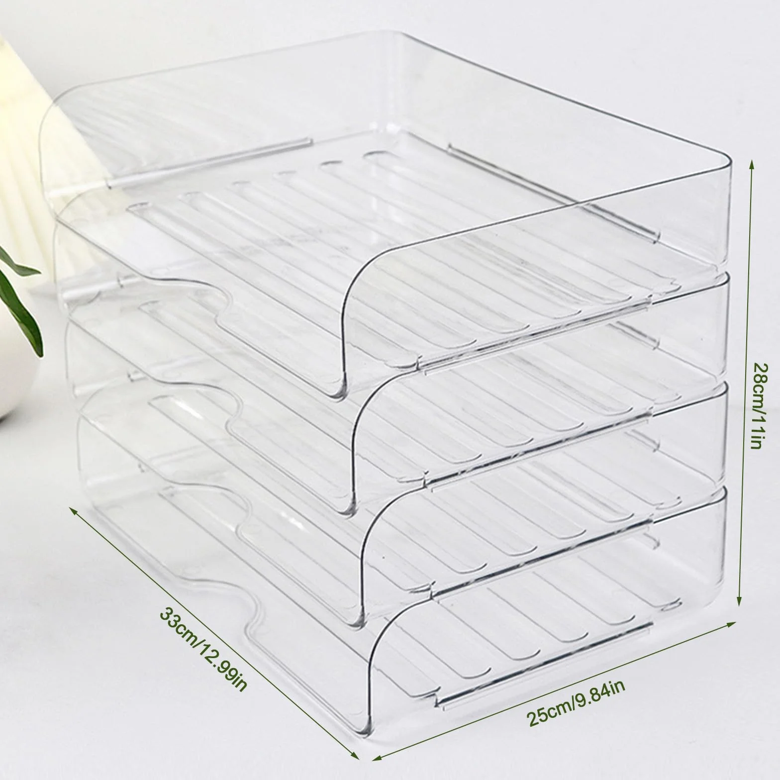 Bandeja para cartas de 4 pisos, transparente, de acrílico, apilable, para A4, robusta y apilable, bandeja para documentos de plástico PET, para casa, oficina, escuela, 33 x 25 x 7 cm