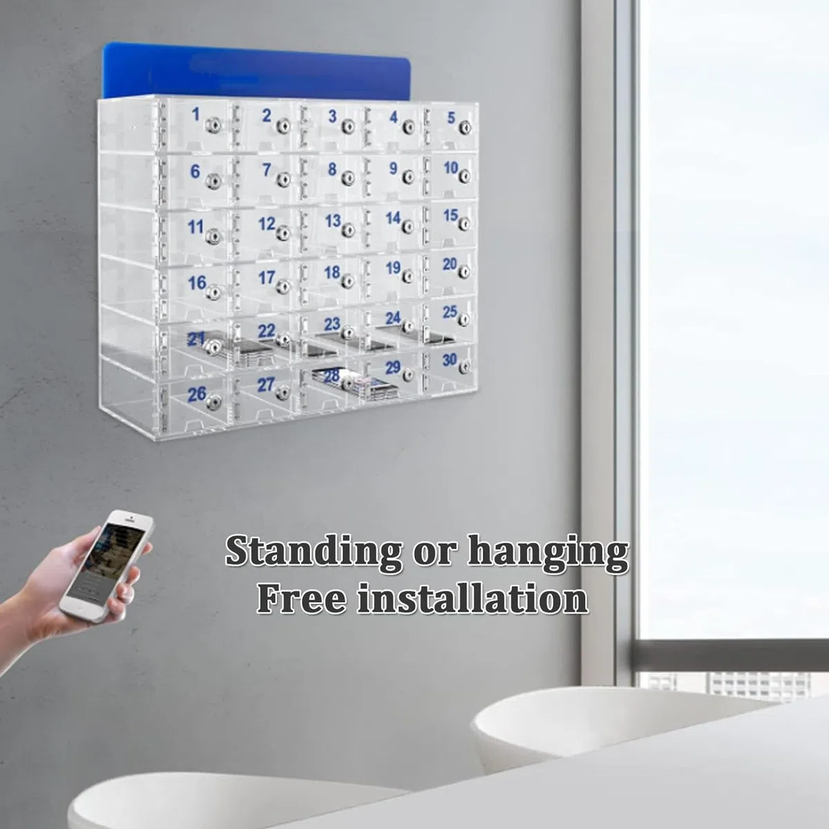 Handy Spind Box - Armario de almacenamiento acrílico con cerraduras y llaves, montaje en pared, seguro para la oficina de la escuela de fábrica, y solución versátil