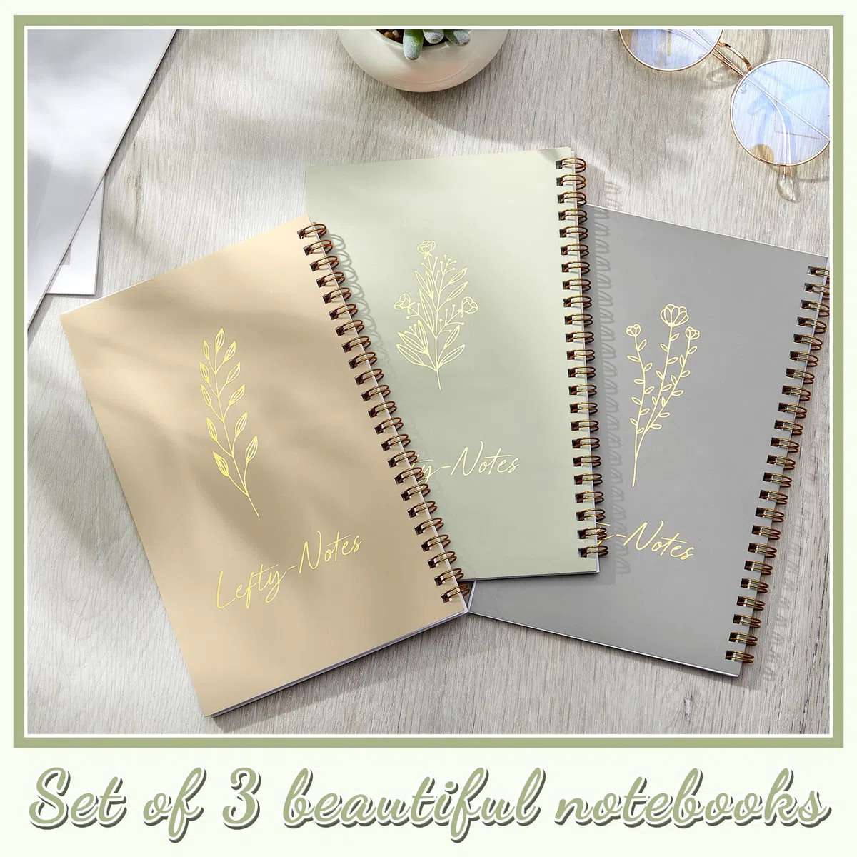 Lewtemi 3 cuadernos para zurdos de 8 x 5 pulgadas, cuaderno de papel encuadernado con alambre para escuela, universidad, suministros para trabajadores de oficina, uso más fácil, 50 hojas/100 páginas