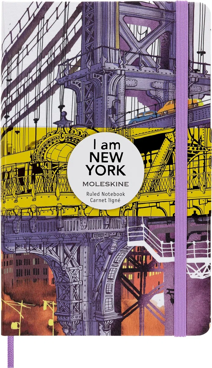 Moleskine I Am New York - Cuaderno grande rayado, tapa dura blanca (5 x 8.25 pulgadas), 240 páginas