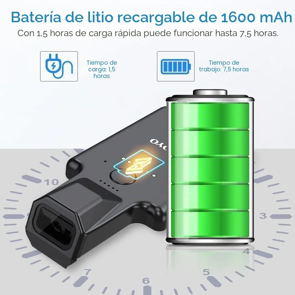 Eyoyo Escáner de Código de Barras Bluetooth 1D 2D QR Inalámbrico con Clip para Móvil Android iOS