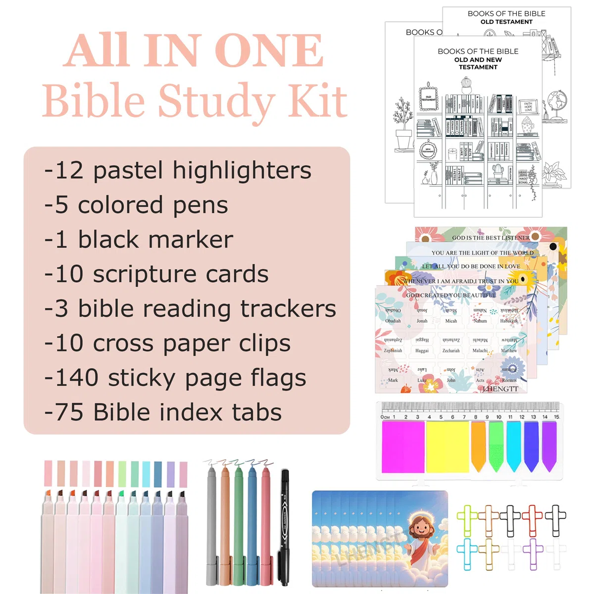 Kit de estudio bíblico de un año - Juego de diario de lectura de las Escrituras de 52 semanas, planificador devocional cristiano para mujeres, cuaderno de fe guiada (M (5.5 x 8.25 pulgadas)