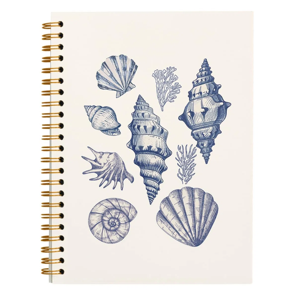 ULEGIE Cuaderno de coqueta de playa, cuaderno preppy de concha, cuaderno femenino, bonito cuaderno estético, suministros de oficina preparados, cuaderno espiral de tapa dura de 5.5 x 8.3 pulgadas