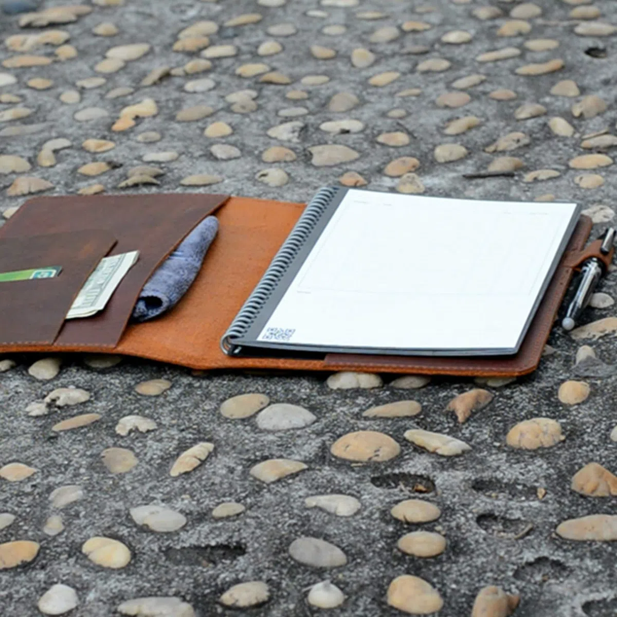 JJNUSA Funda de piel auténtica para Everlast, Fusion, Wave Moleskin con lazo para bolígrafo A4, letra 11 x 8.5 pulgadas, color marrón