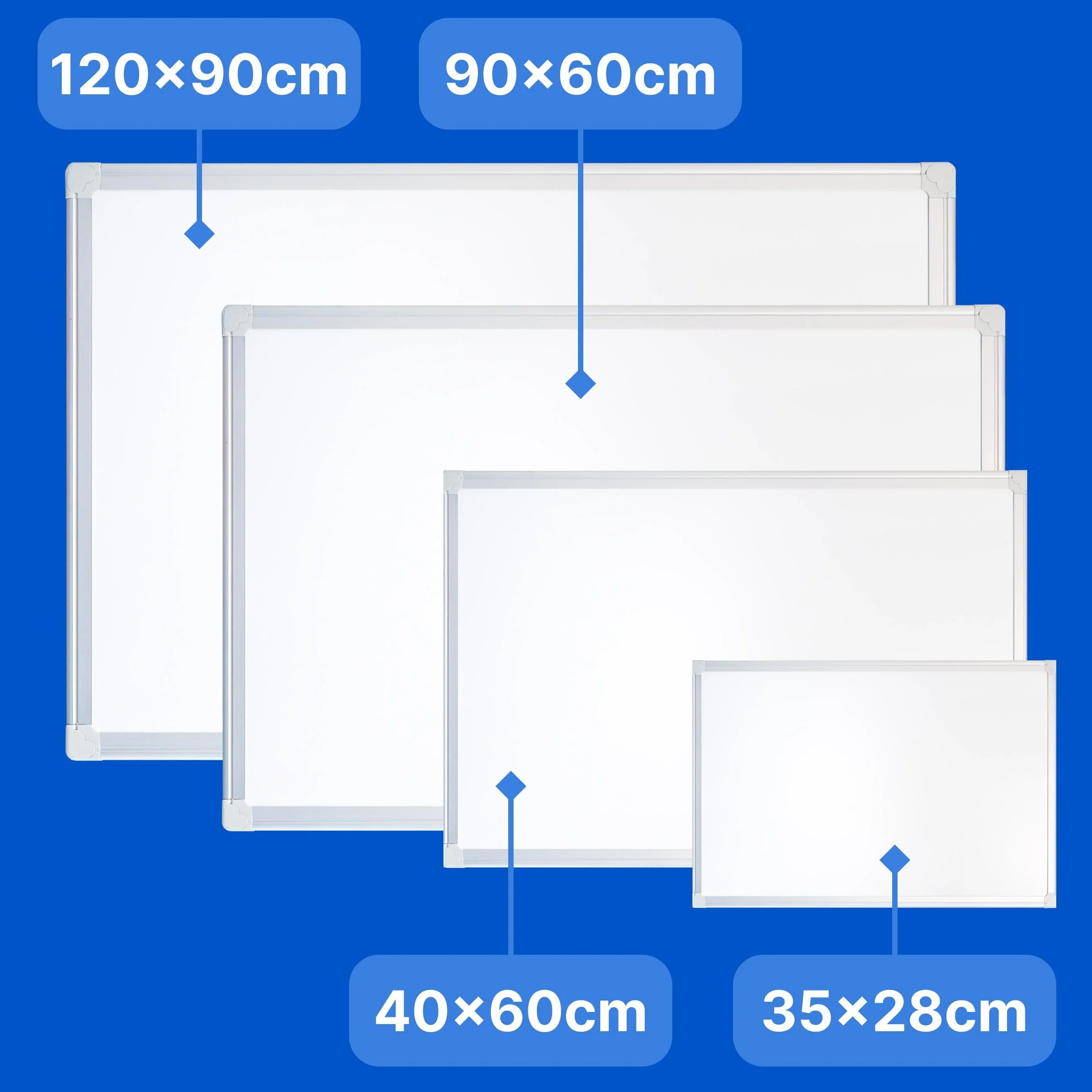 Pizarra blanca magnética Raylu Paper 90 x 60 cm con marco de aluminio y bandeja para rotuladores