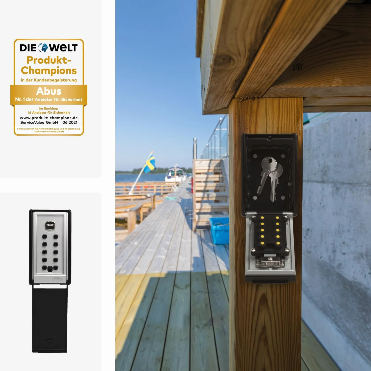 ABUS KeyGarage™ 767 caja portallaves con código numérico para montaje en pared negro plateado